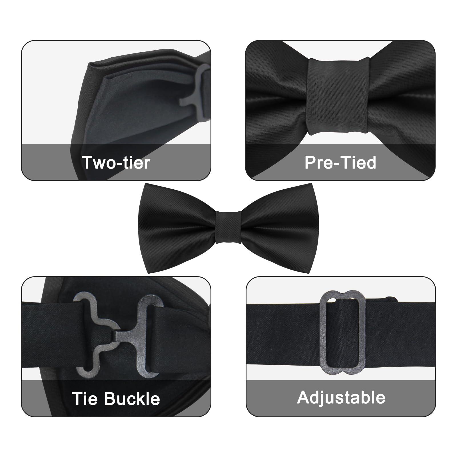 Luckyvestir Bow Ties for Men, Pre-Tied Bowtie Adjustable Black Mens Tie for Shirts Vests Tuxedos Suits Party Graduation Gifts - Image 4