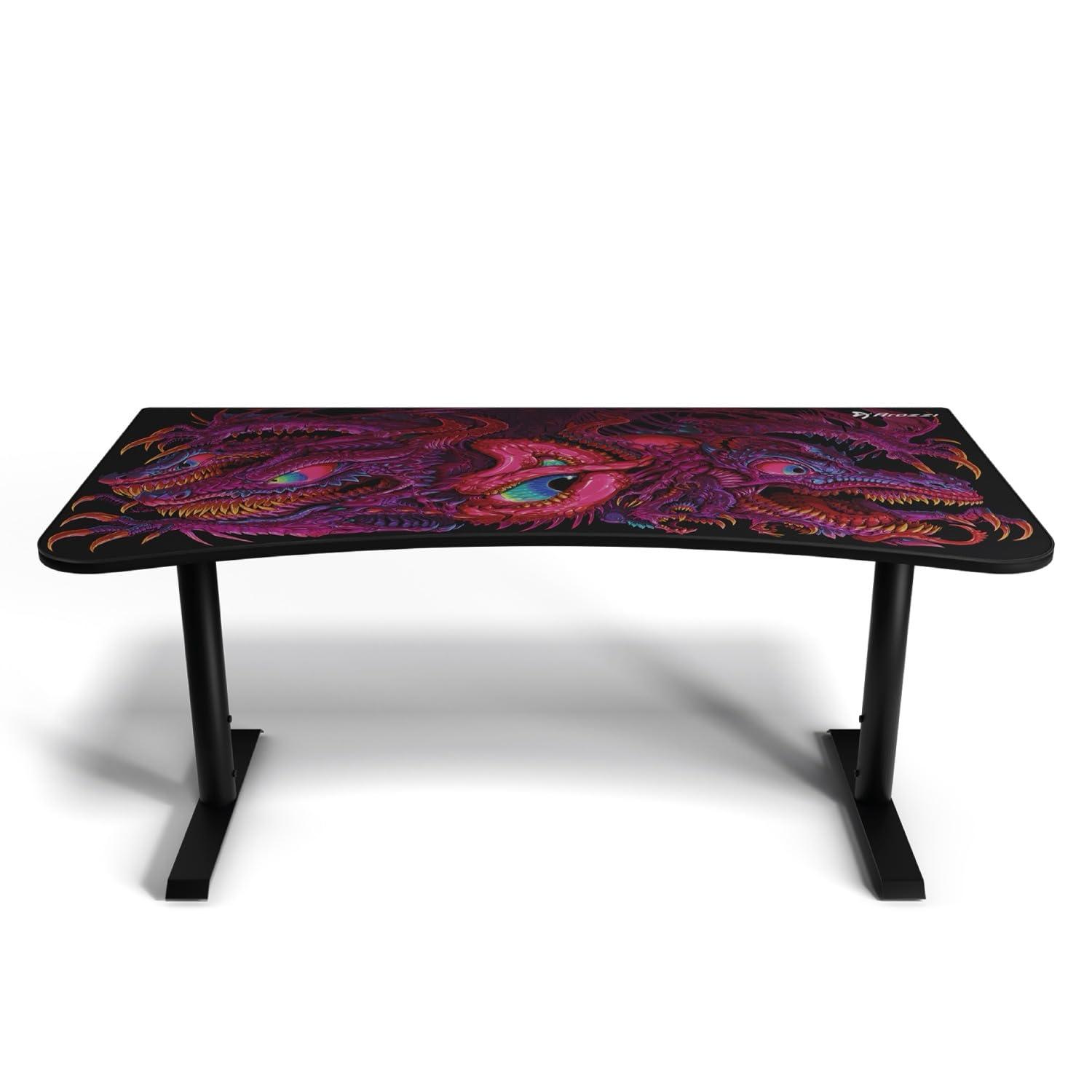 Arozzi Arena Special Edition Ultrawide Curved Gaming and Office Desk with Full Surface Water Resistant Desk Mat Custom Monitor Mount Cable Management Cut Outs - Crawling Chaos - Image 6