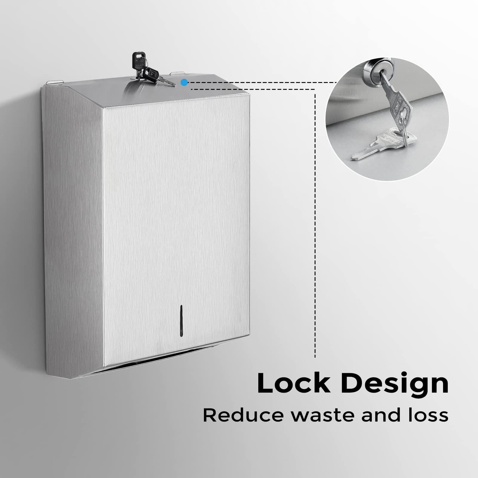 Paper Towel Dispenser Wall Mount - Multifold Trifold Paper Towel Dispensers, Large Capacity Stainless Steel Tissue Holder, Suitable for Bathrooms and Public Places - Image 4