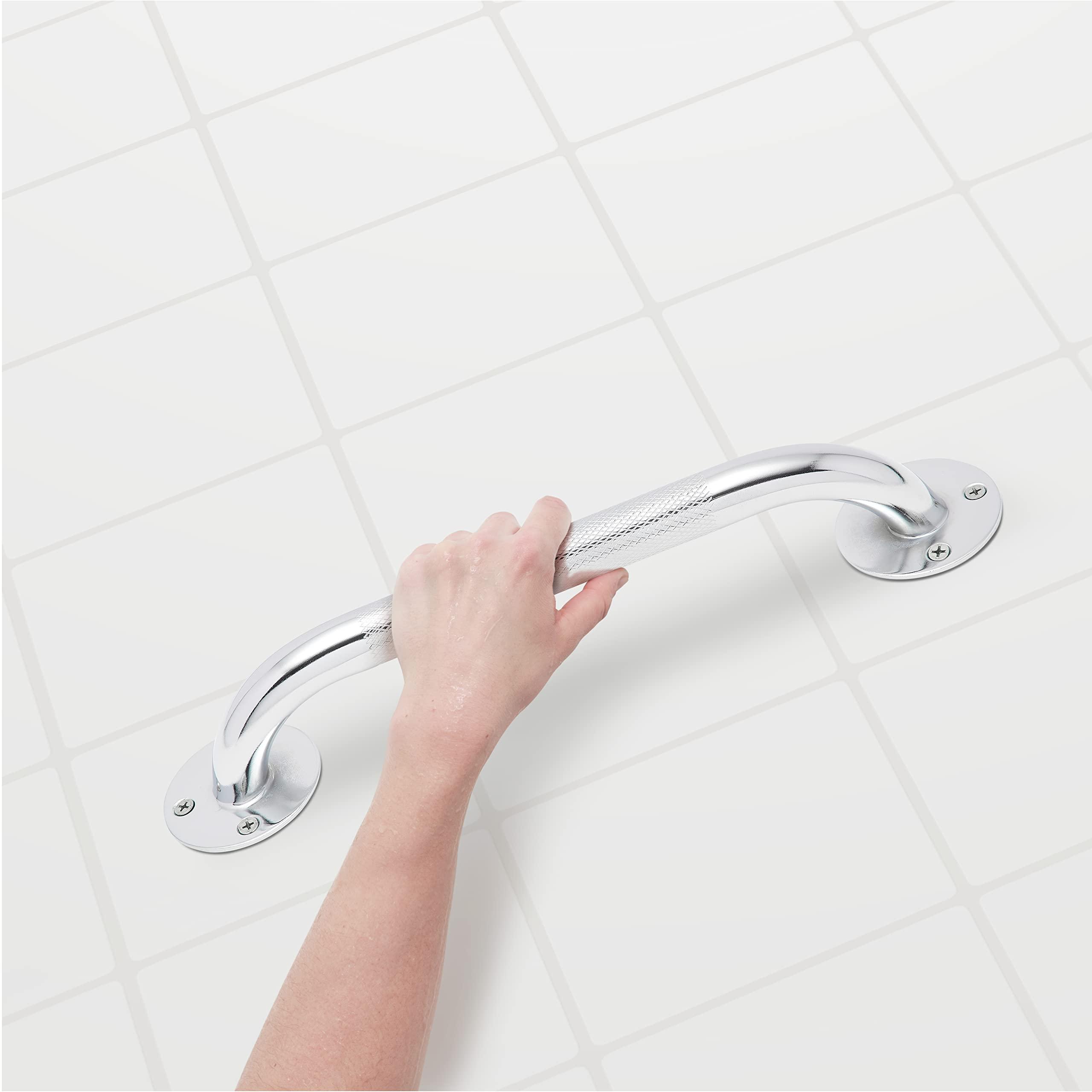 Medline Knurled Chrome 12” Grab Bar for Shower & Bathtub, Independence & Ease of Movement — for Elderly, Handicapped or Seniors, 300 lb. Capacity, 1 Bar - Image 7