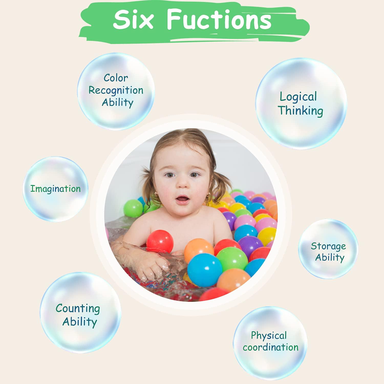 Hovenlay Ball Pit Balls Phthalate Free BPA Free Crush Proof Plastic - 7 Bright Colors in Reusable Play Toys for Kids with Storage Bag - Image 4