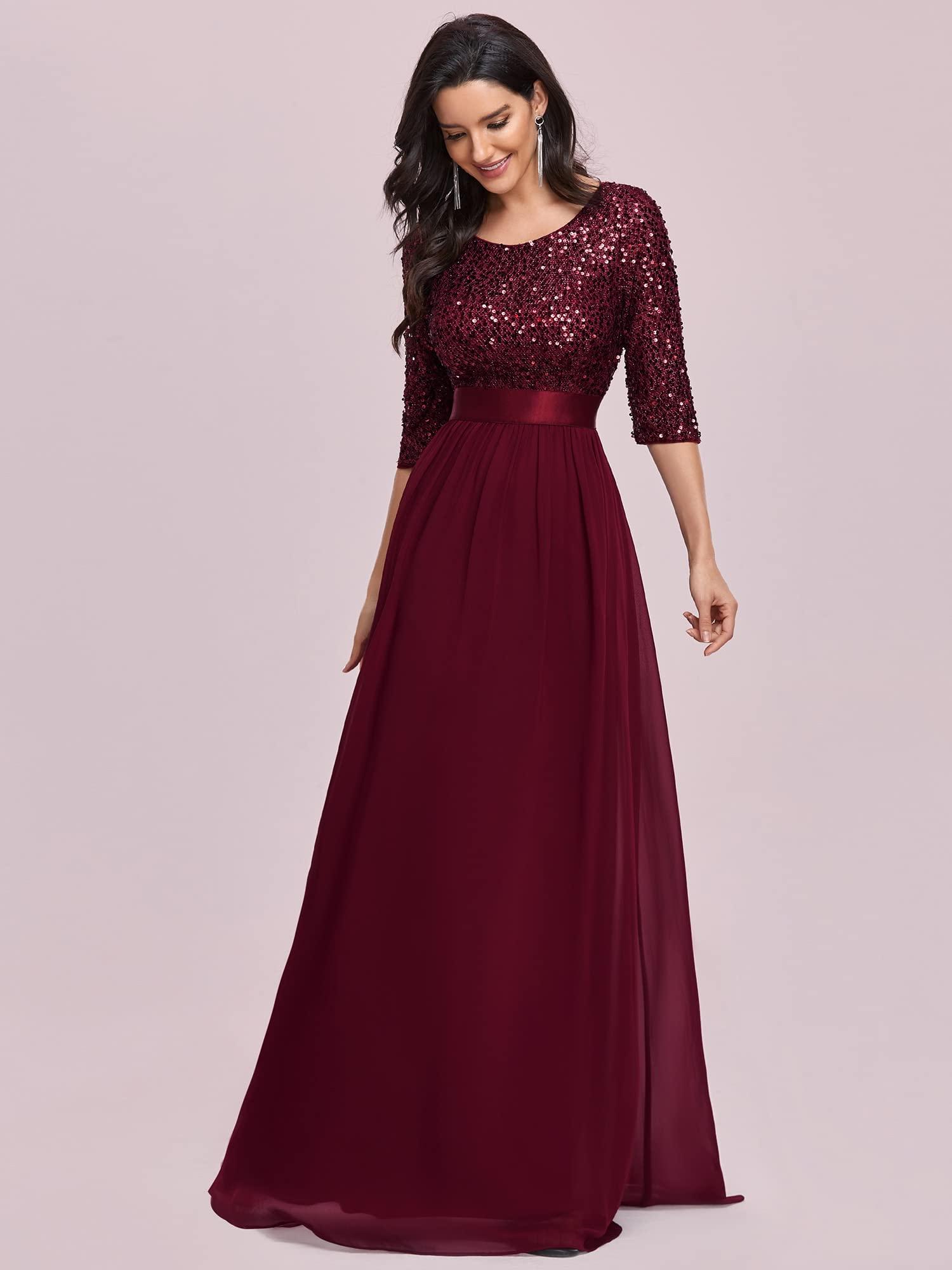 Ever-Pretty Women's Elegant A Line Crew Neck Half Sleeve Sequin Maxi Evening Dress 00683 - Image 4