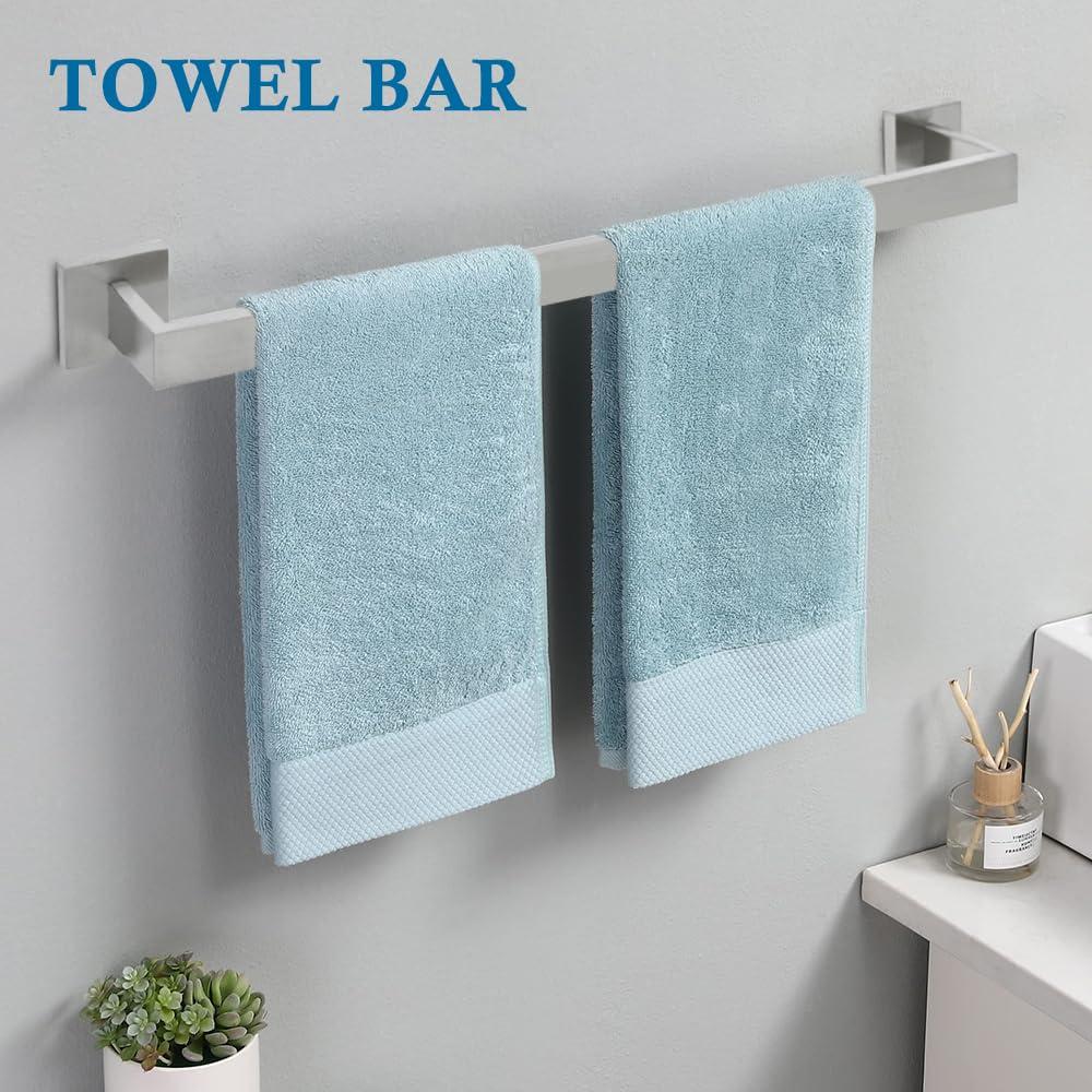4-Piece Bathroom Hardware Accessories Set, Include 16 Inch Towel Bar, Toilet Paper Holder, Hand Towel Rack, Towel Hook, Brushed Nickel - Image 6