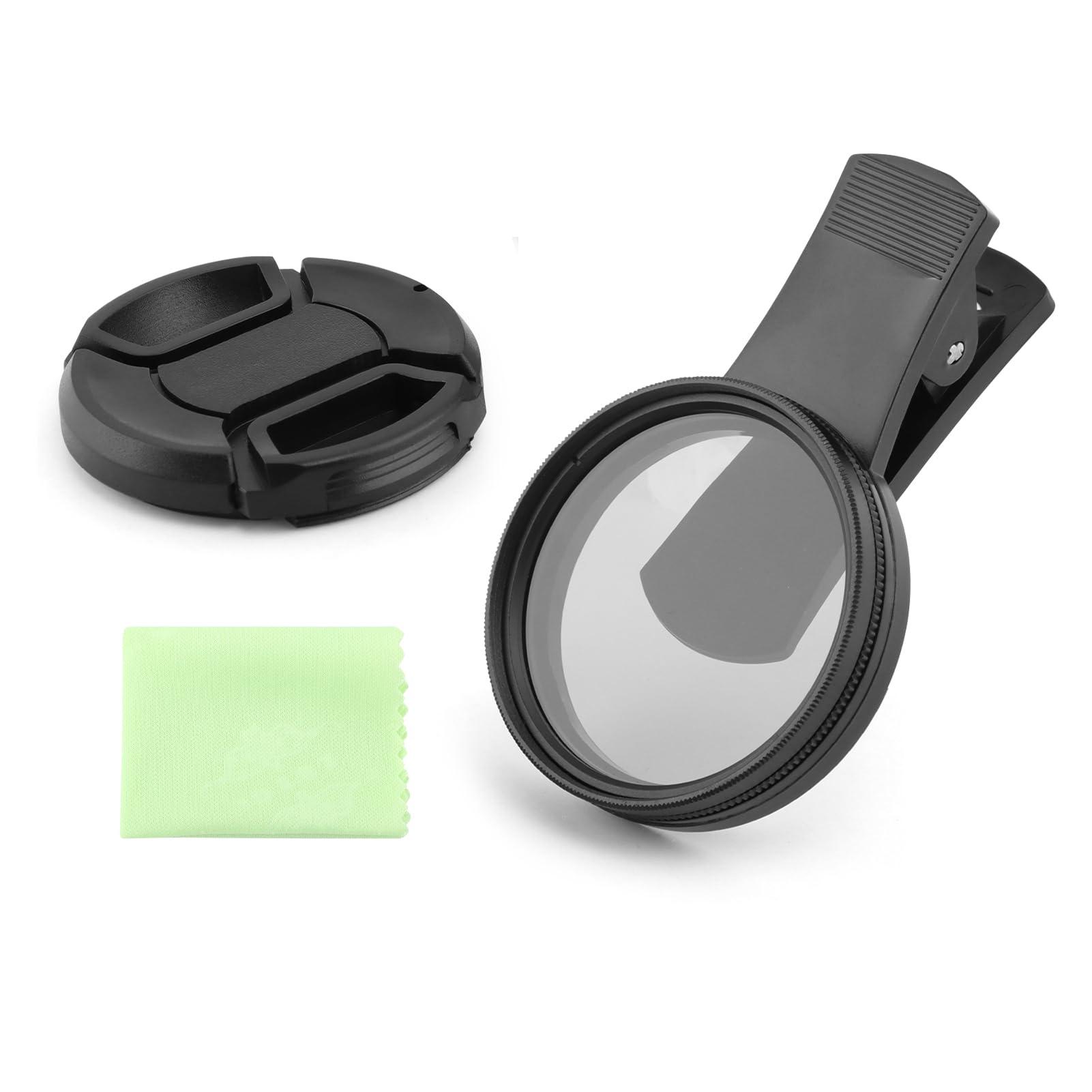 52MM Clip-on CPL Phone Camera Lens Filter Kit, Clip On Polarizer Phone Camera Lens Accessories Ultra Slim Phone Camera Lens Filter with Cleaning Cloth Works with Most Smartphones(Black) - Image 9
