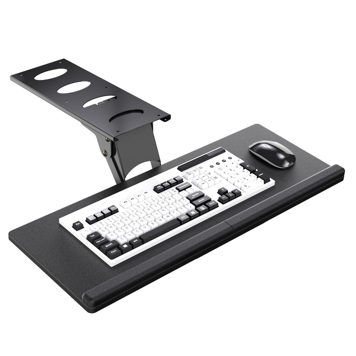 Suptek Keyboard Tray Under Desk Height Adjustable Ergonomic Sliding Keyboard and Mouse Tray, 25”x9.8”, DSF5