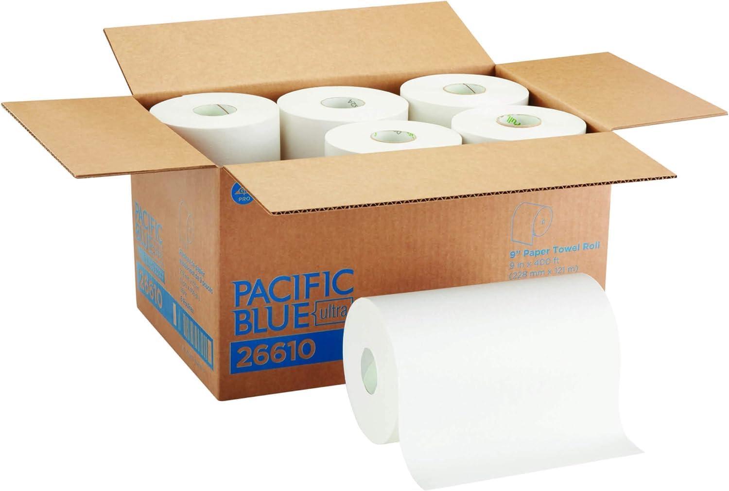 Pacific Blue Ultra 9” Paper Towel Roll (Previously Branded SofPull) by GP PRO (Georgia-Pacific), White, 26610, 400 Feet Roll