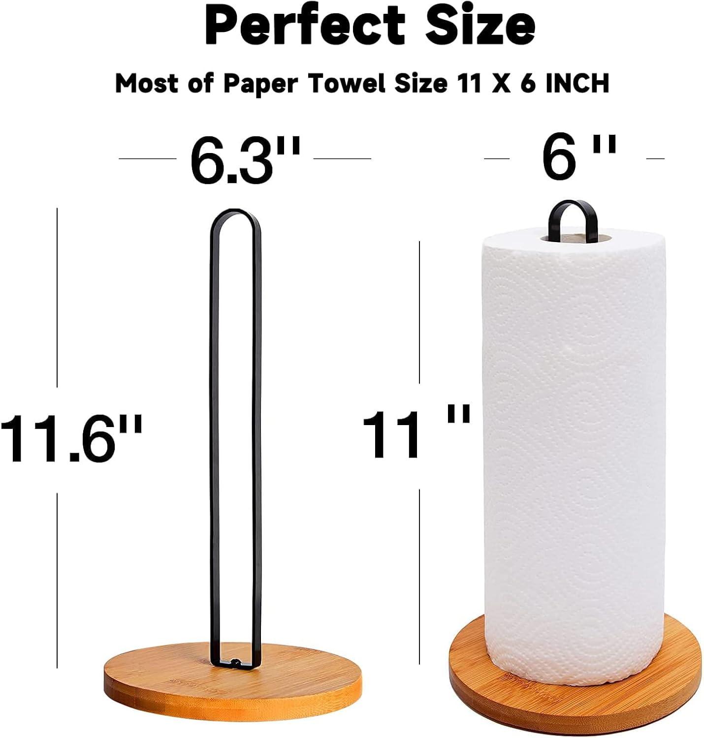 TONLEA Wooden Paper Towel Holder Countertop, Kitchen-Towel-Holder FreeStanding with Non-Slip Base for Bathroom - Image 3