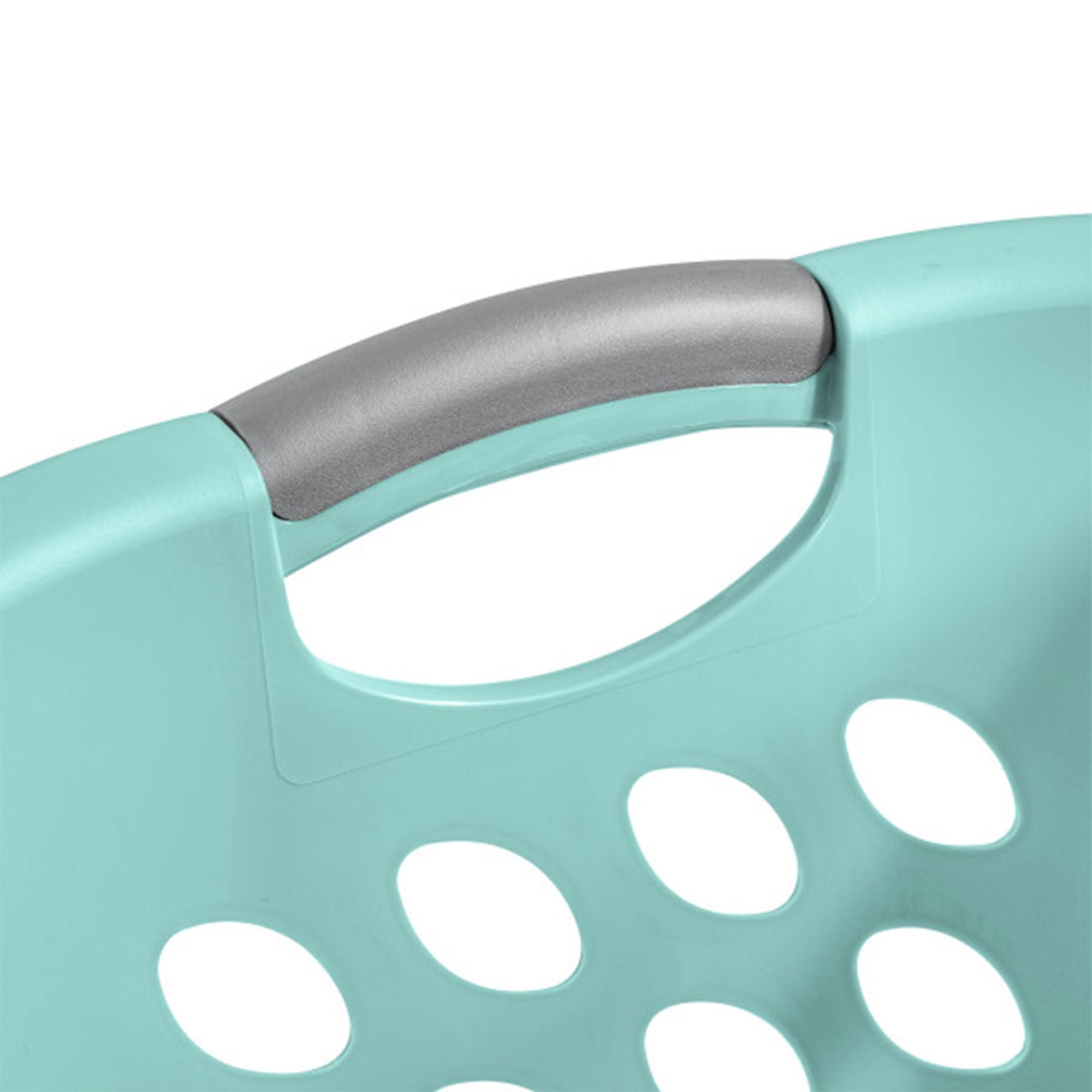 Sterilite 6-Pack Ultra HipHold Laundry Basket, 1.25 Bushel Capacity, Aqua Chrome - Contoured Plastic Clothes Hamper with Ventilated Holes and Comfort Grip Handles for Easy Carrying - Image 8