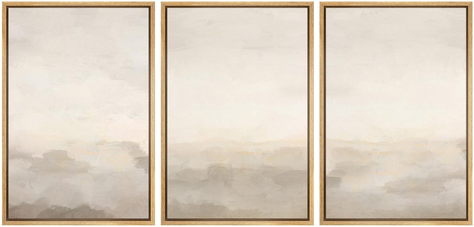 MUDECOR Framed Canvas Print Wall Art Abstract Prints Minimalist Modern Art Neutral Home Decor for Bedroom - 16"x24"x3 NATURAL