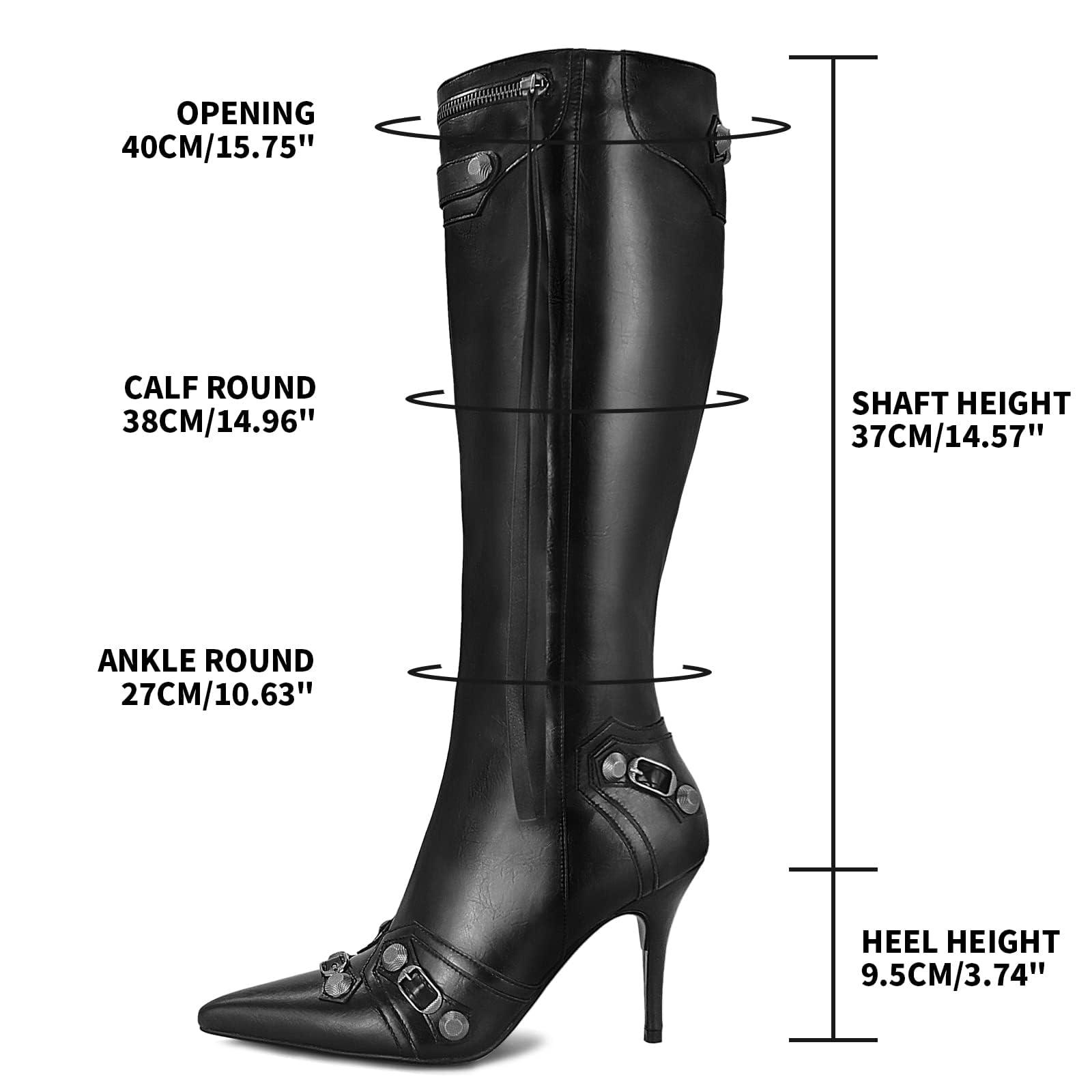 Dsevht Women's Stiletto Black Knee High Boots Sexy Pointed Toe Boot Fashion Trendy High Heel Boots Zipper - Image 2