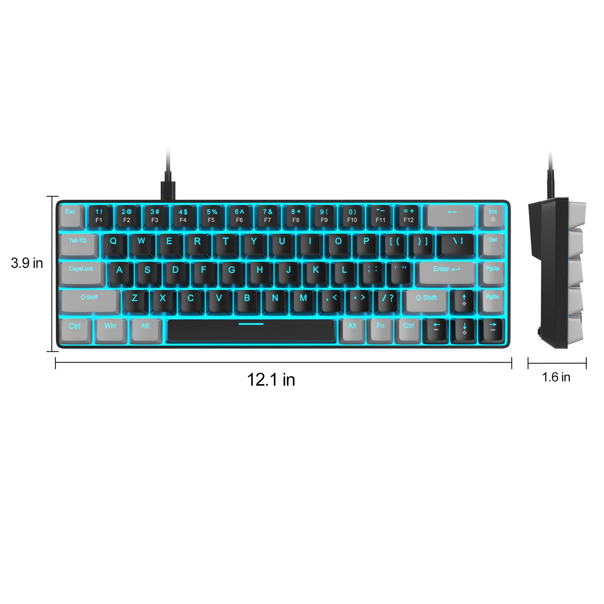 MageGee Portable 60% Mechanical Gaming Keyboard, MK-Box LED Backlit Compact 68 Keys Mini Wired Office Keyboard with Red Switch for Windows Laptop PC Mac - Black/Grey - Image 9