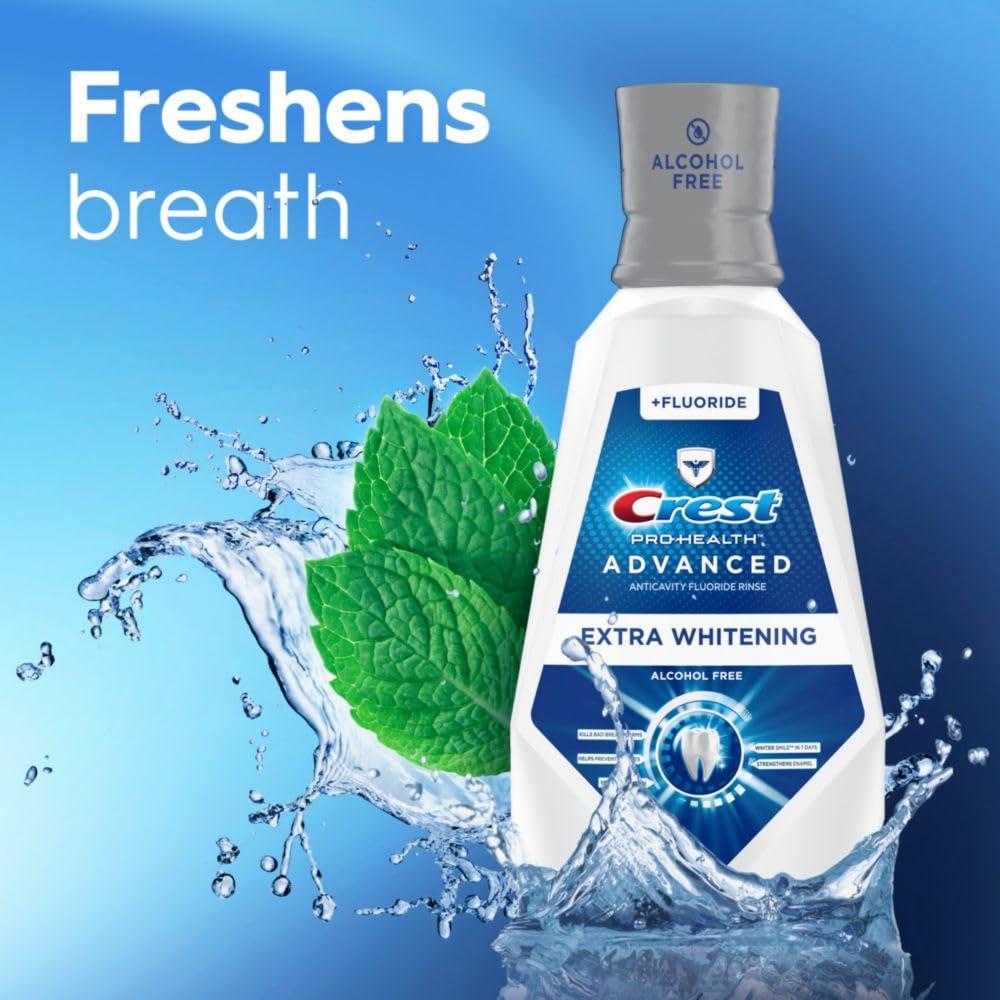 Crest Pro-Health Advanced Mouthwash, Alcohol Free, Extra Whitening, Energizing Mint Flavor, 946 mL (32 fl oz) - Image 9