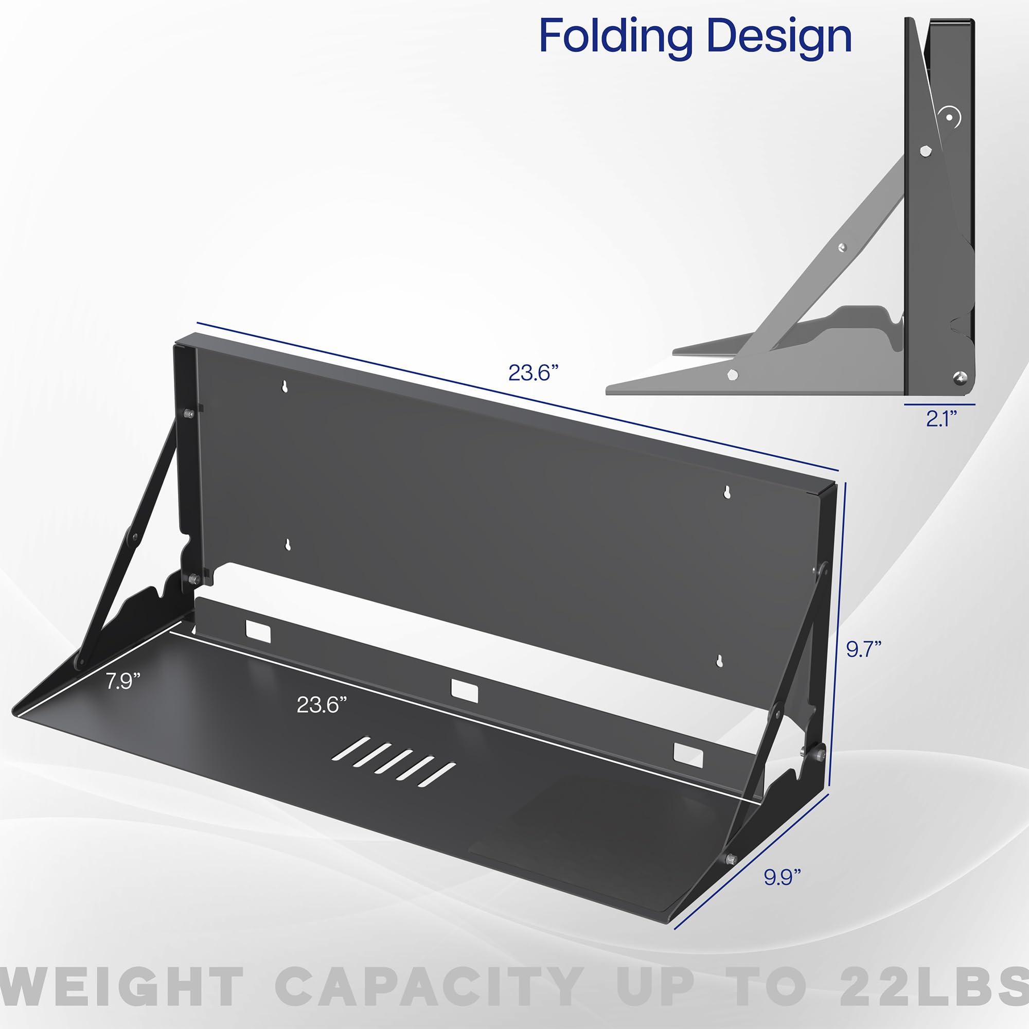 VIVO Flip Down 24 Inch Typing Platform Wall Mount, Fits Standard Size Keyboards and Mice, Space Saving Design, Mouse Pad Included, Black, Mount-FDKB1 - Image 3