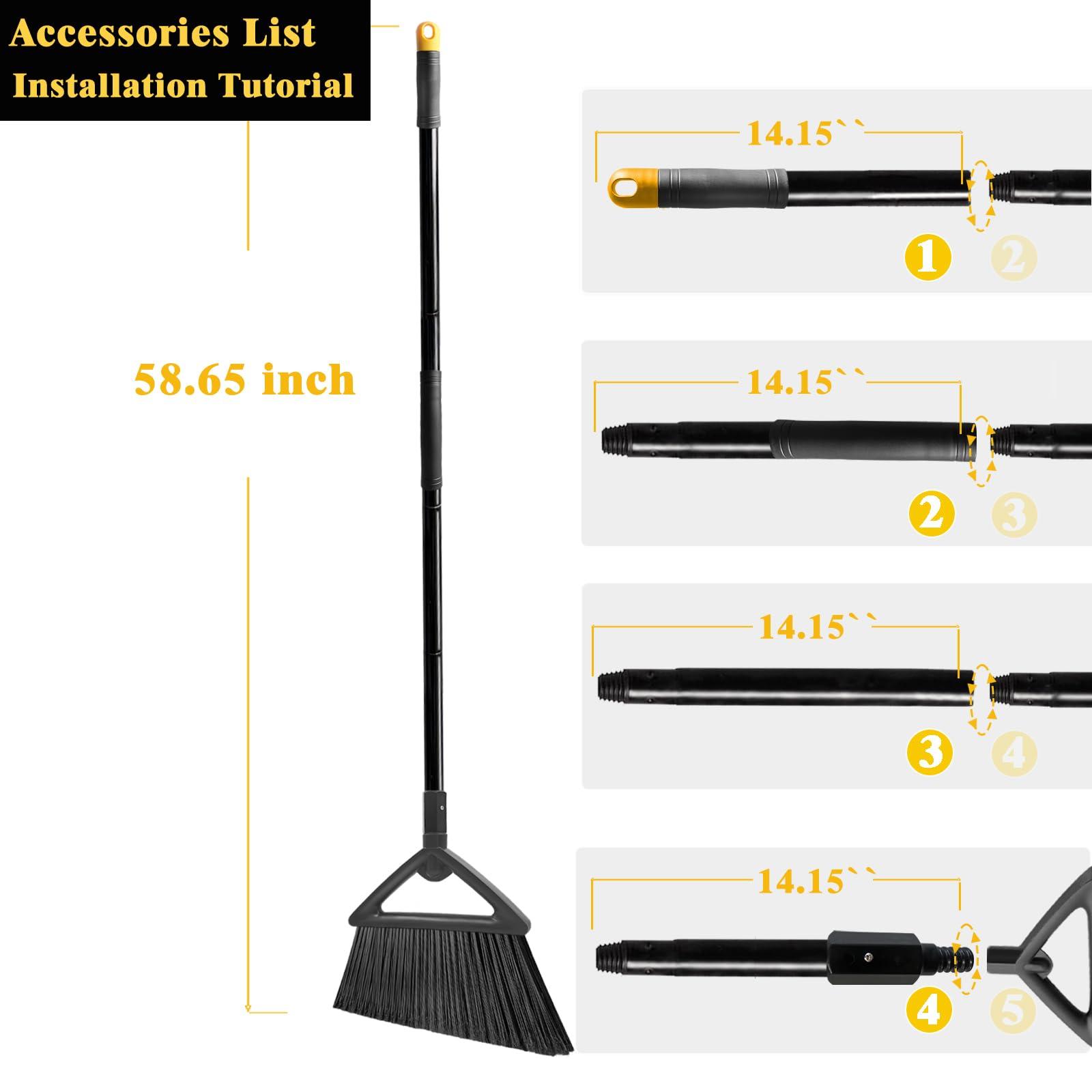 PUTNATRUE Outdoor Angle Broom Indoor,Upgraded Heavy Duty Commercial Brooms,Black Broom for Sweeping House,Restaurant,Kitchen,Garage,Courtyard - Image 2