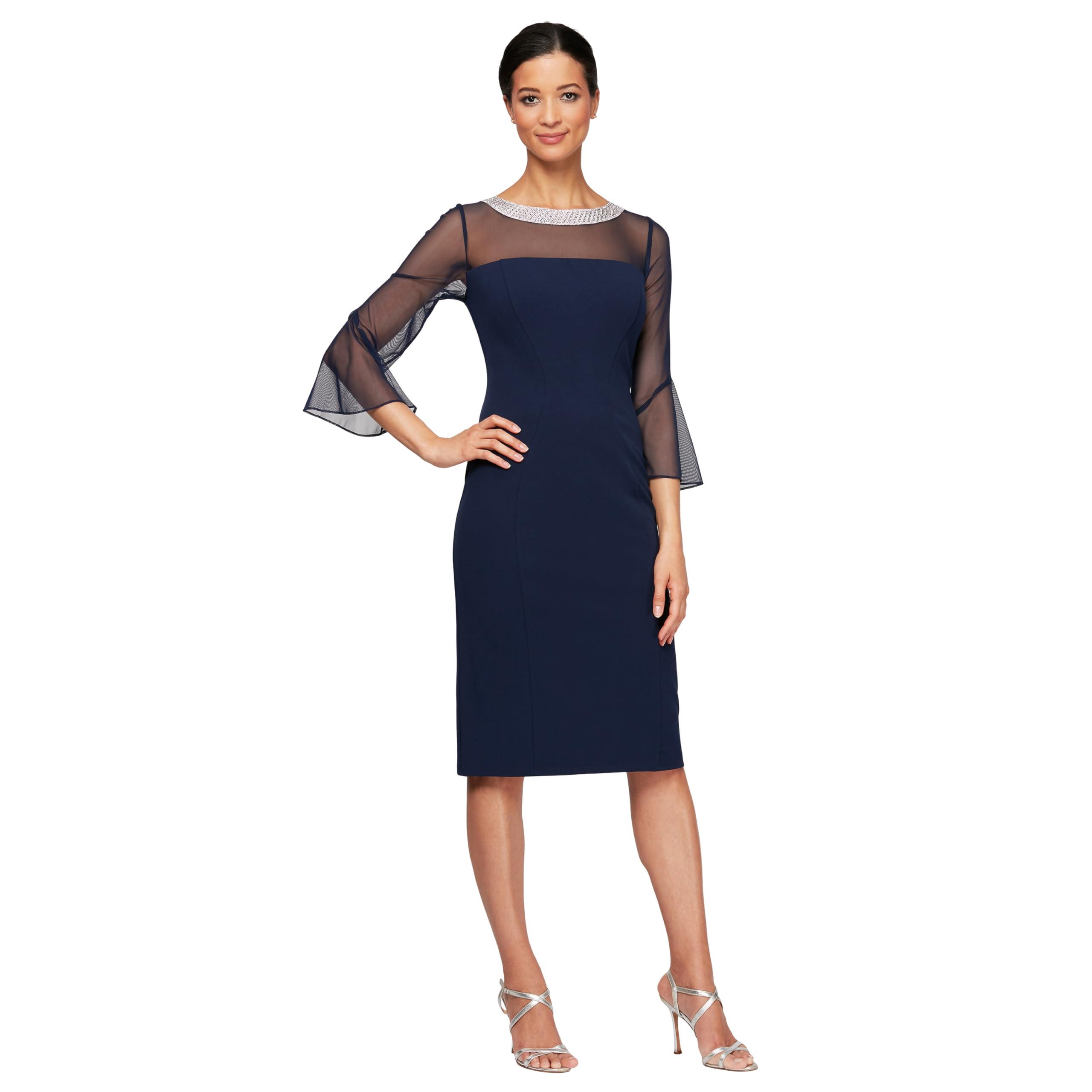 Alex Evenings Women's Short Shift Dress with Embellished Illusion Detail