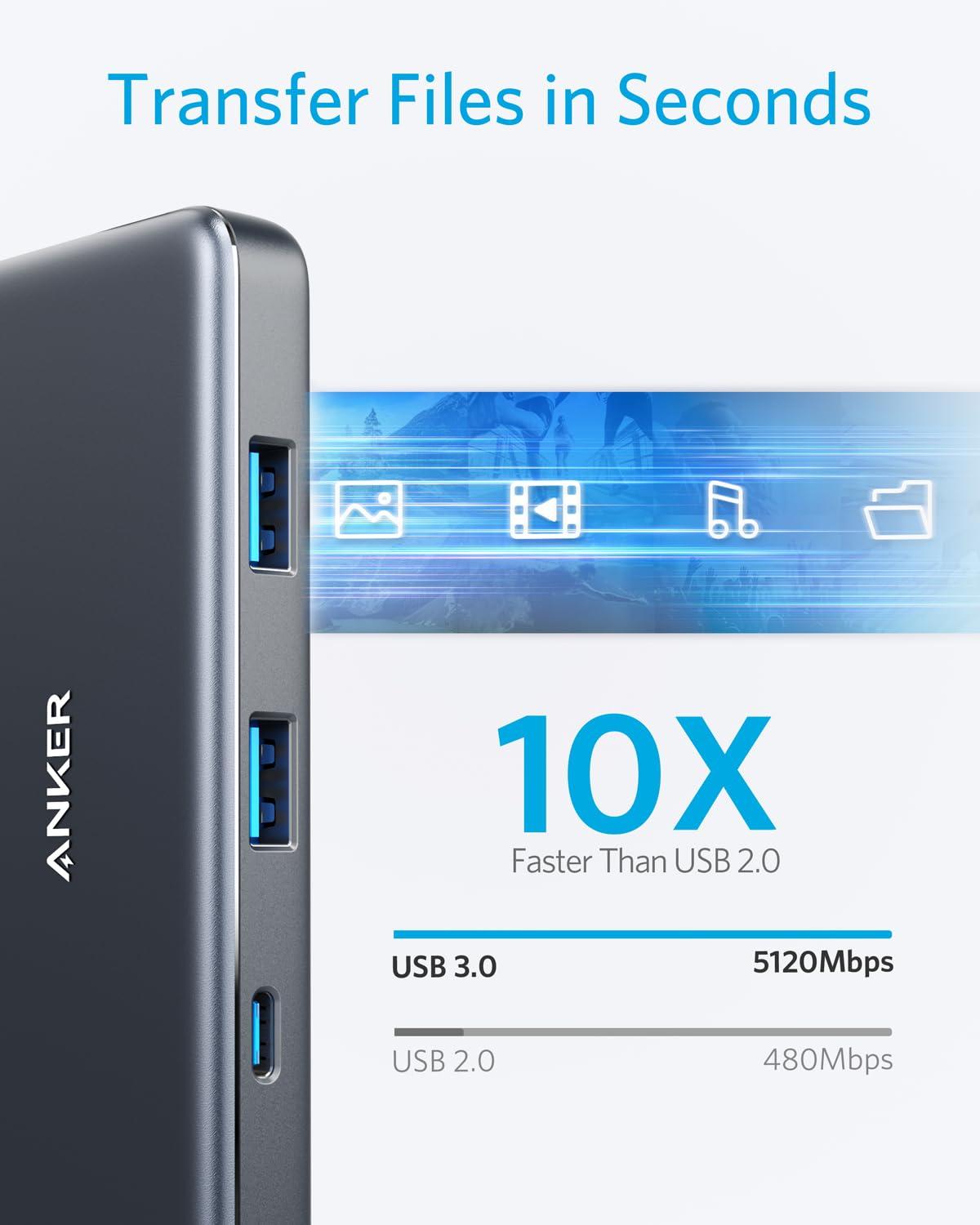 Anker USB C Hub (7-in-1), with 4K HDMI, 100W Power Delivery, USB-C and 2 USB-A 5Gbps Data Ports, microSD and SD Card Reader, for MacBook Air, MacBook Pro, XPS, and More - Image 5