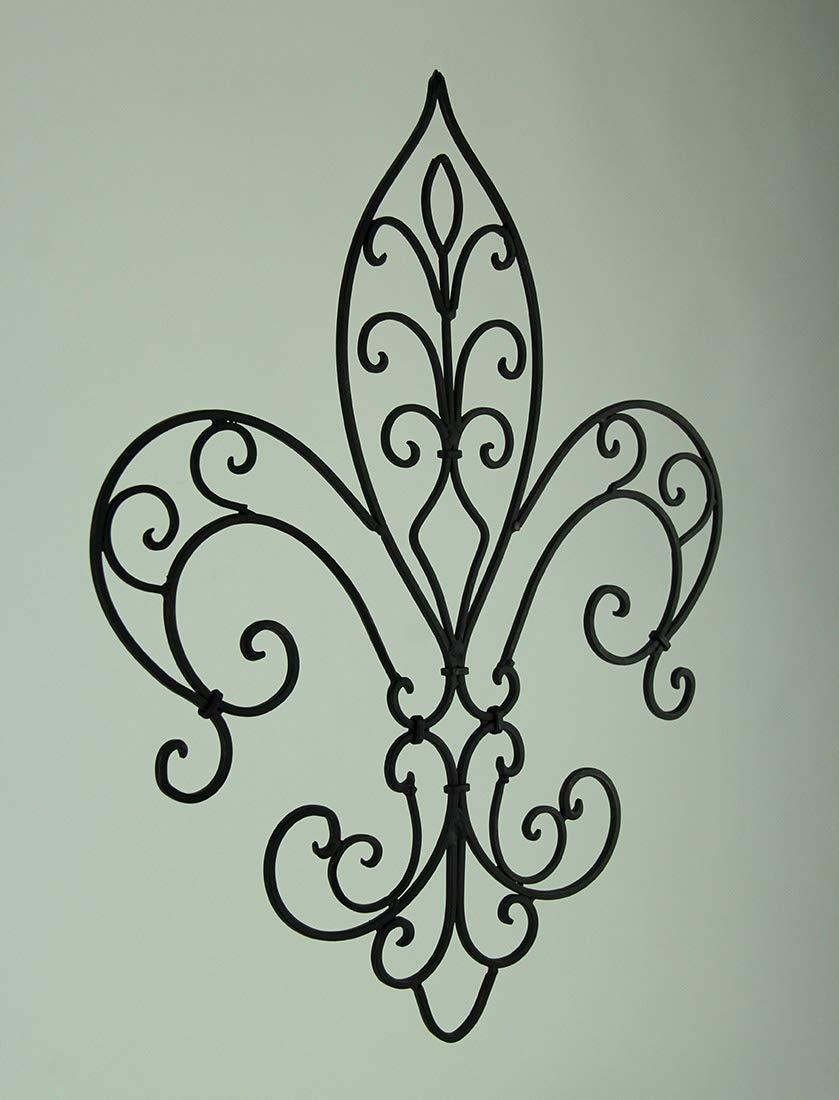 Wrought Iron Open Work Fleur de Lis Wall Hanging - Image 2