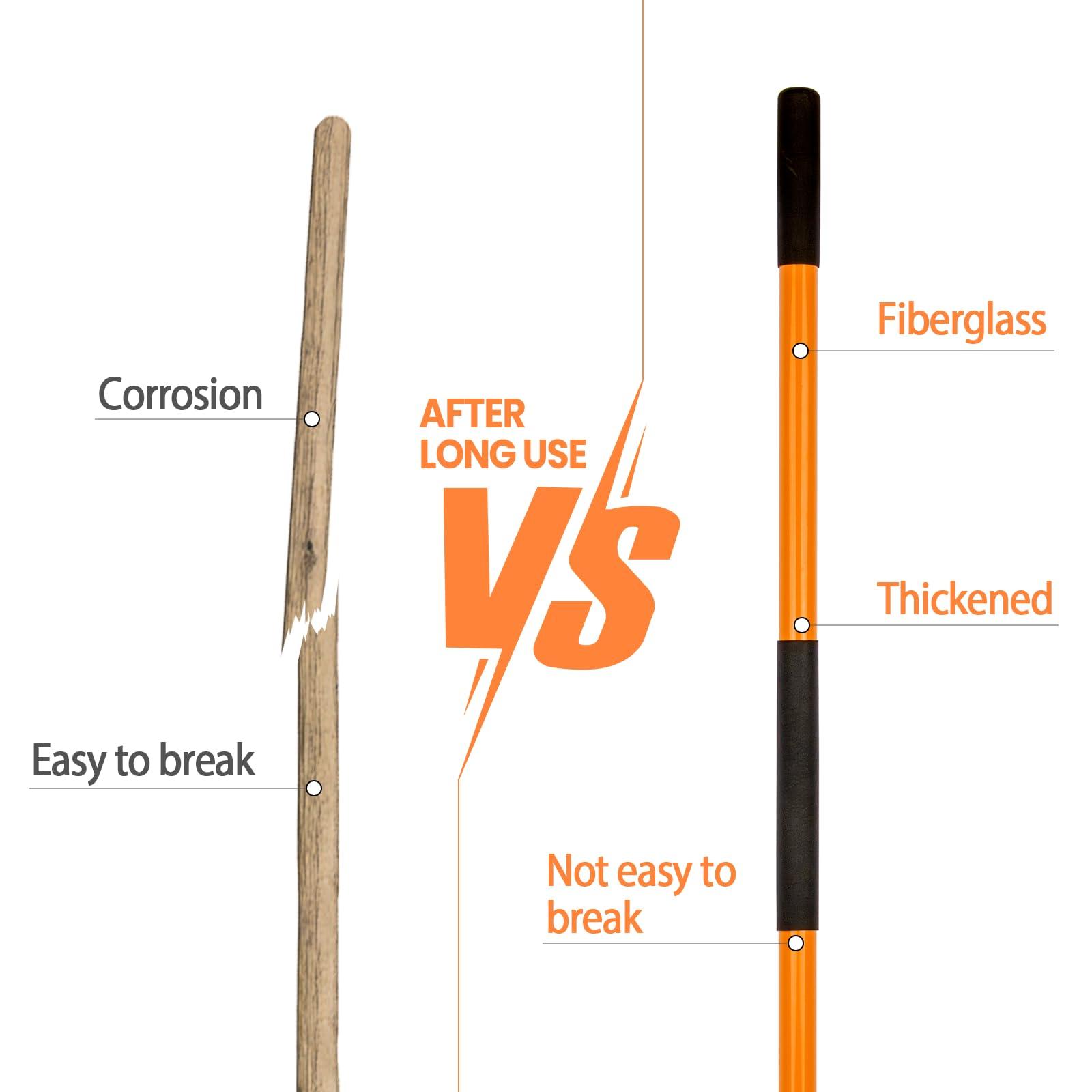 VNIMTI Heavy Duty Gardening Shovel, 56 Inch Round Blade with Fiberglass Handle (Orange) - Image 5