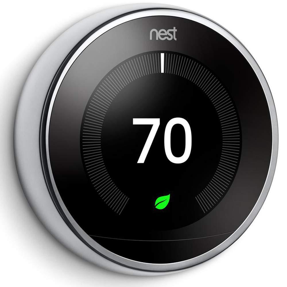 Google Nest T3019US Learning Thermostat 3rd Gen Smart Thermostat, Polished Steel Bundle with 2-Pack Deco Gear WiFi Smart Plug - Image 3