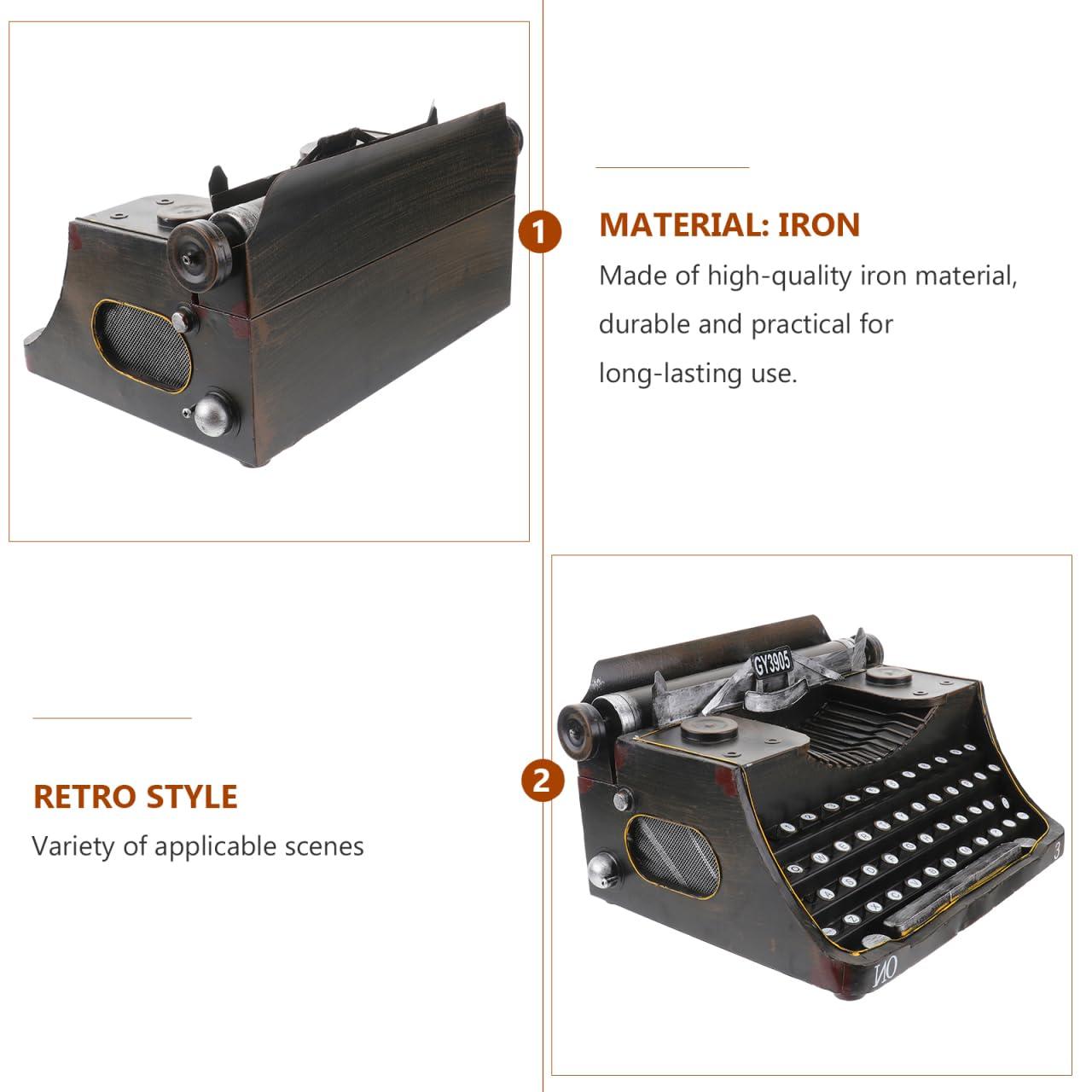 FOMIYES Classic Manual Typewriter Model Vintage Typewriter Figurine Iron Art Typewriter Ornament European Style Statue for Cafe Bar Home Wine Cabinet Decor Photo Prop Black - Image 6