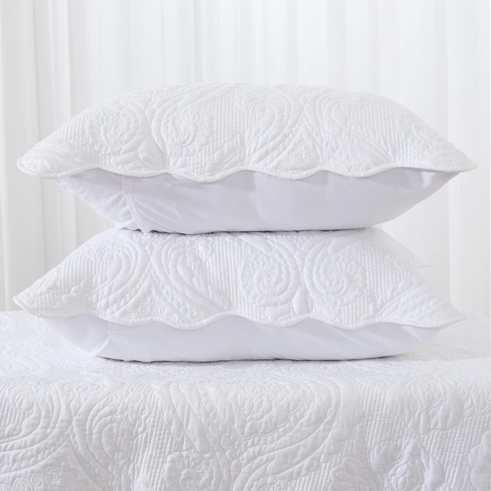 BOSOWOS Quilted Pillow Shams Set of 2, Decorative Microfiber Queen Bed Pillow Shams, Soft Breathable Pillow Covers with Envelope Closure (White, 2Pcs:20 x 30inch) - Image 7