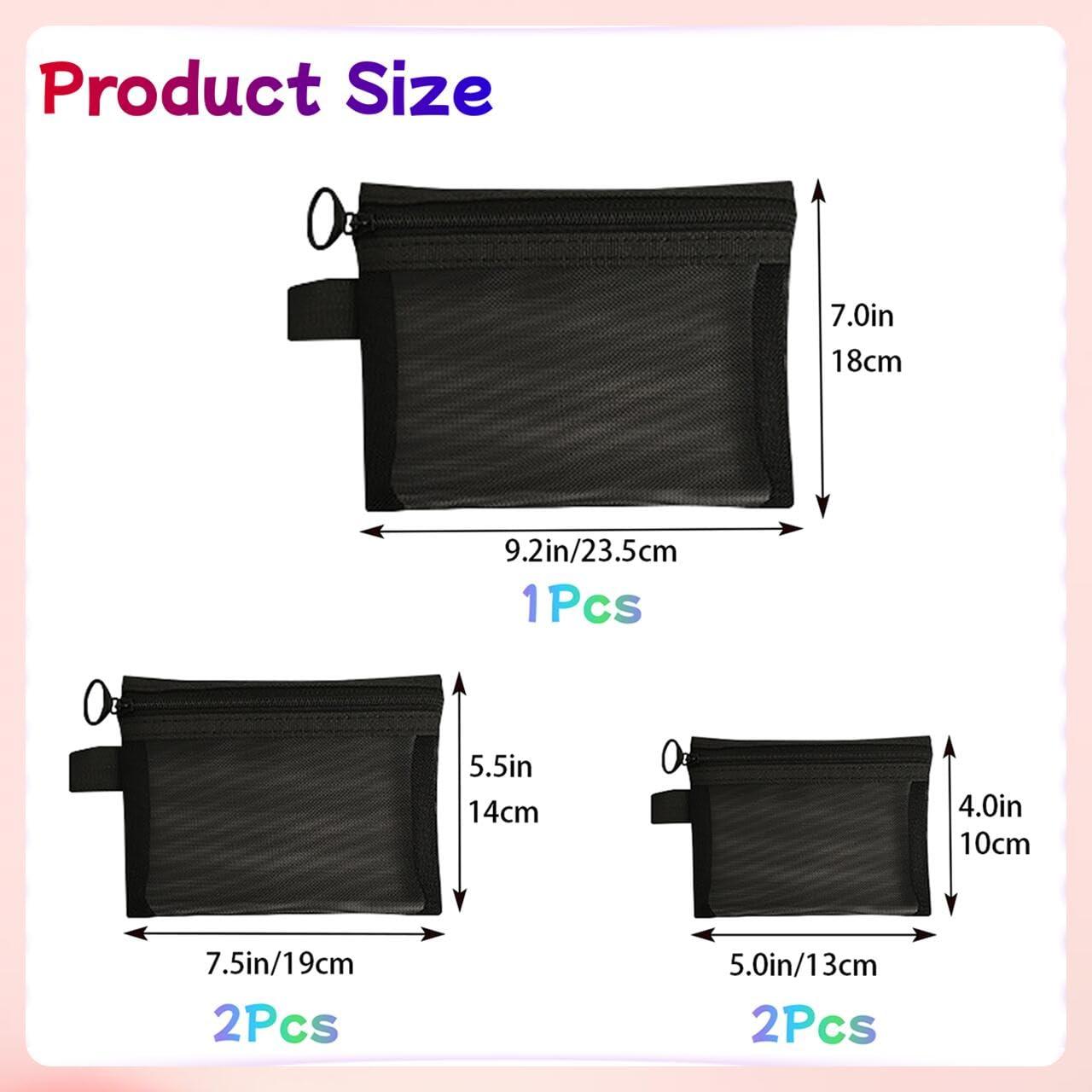ZSlactp 5-Pack Small Mesh Zipper Pouch Bags, Cosmetic Organizer for Travel and Makeup Accessories, Small Mesh Makeup Bag with Zipper for Purse - Image 2