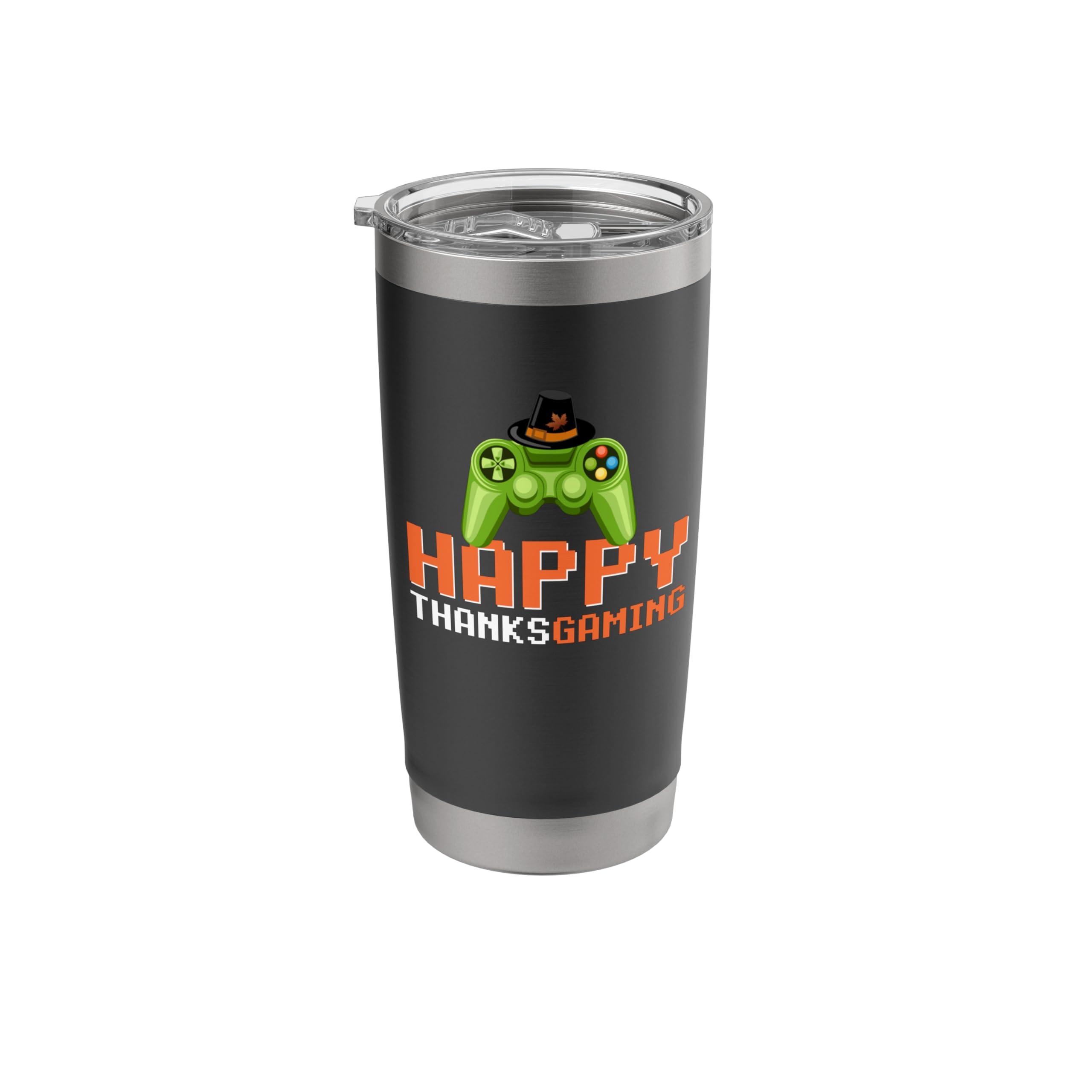 Happy Thanks Gaming Gamer Men Boys Kids Stainless Steel Insulated Tumbler