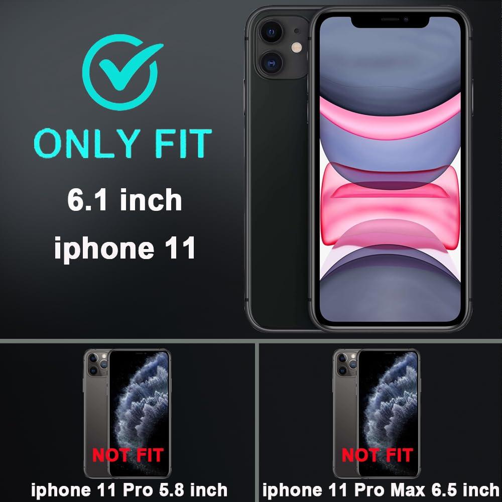 TFDSEUGH for iPhone 11 Case with 2Pcs Tempered Glass Screen Protector and 1Pcs Camera Lens Protector, Military Grade 3 in 1 Heavy Duty Shockproof/Drop Proof/Dust Proof Case (Black/Grey) - Image 2