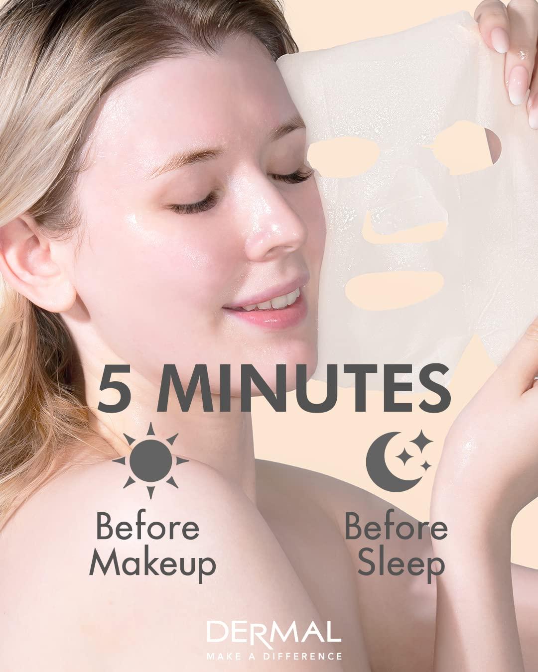 DERMAL 39 Combo Pack A Collagen Essence Korean Face Mask - Hydrating & Soothing Facial Mask with Panthenol - Hypoallergenic Self Care Sheet Mask for All Skin Types - Natural Home Spa Treatment Masks - Image 7