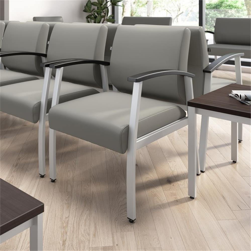 Bush Business Furniture Arrive Waiting Room Guest Chair with Arms in Light Gray Vinyl, Reception Area Seating for Office and Lobby - Image 2