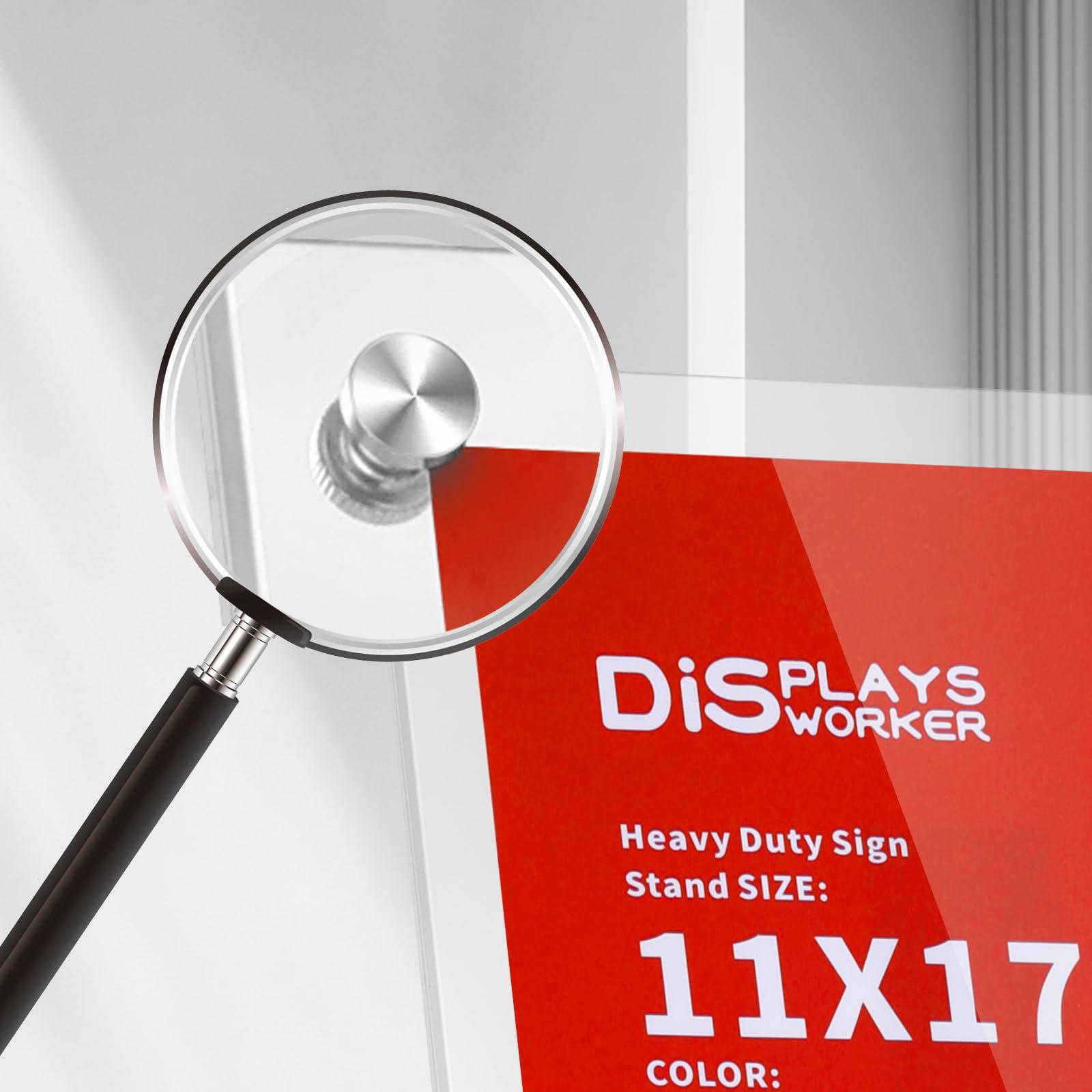 DISPLAYSWORKER Adjustable Heavy Duty Pedestal Acrylic Sign holder floor Stand,sign stand poster stand ,Standing Floor for 11 x 17 inch,Silver (silver, acrylic frame 11-x-17-inch) - Image 4