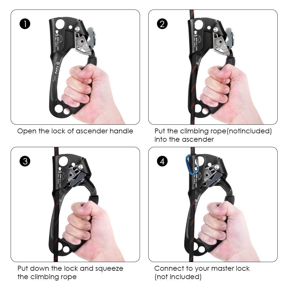 Lixada Climbing Hand Ascender 8-13mm Vertical Rope Access with Ergonomic Rubber Handle CE Certified Strong Rappelling Gear Equipment for Rock Climbing Tree Arborist, Rescue Caving - Image 6