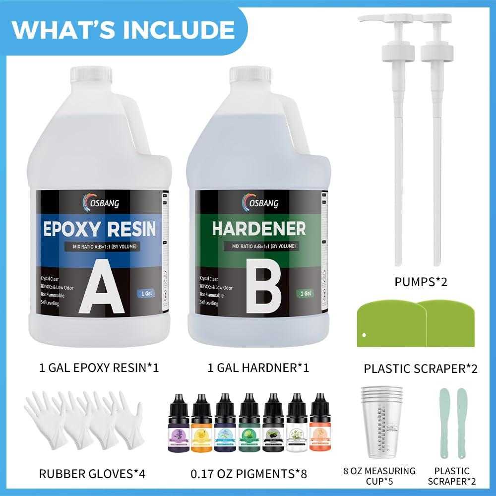 OSBANG Epoxy Resin 2 Gal, Clear Casting Kit for DIY Craft & Beginners, Crystal Clear Epoxy Resin for Casting, Coating, Jewelry Making & DIY, Hard Type No Bubble Non-Yellowing Deep Pour Resin(1 Gal×2) - Image 6