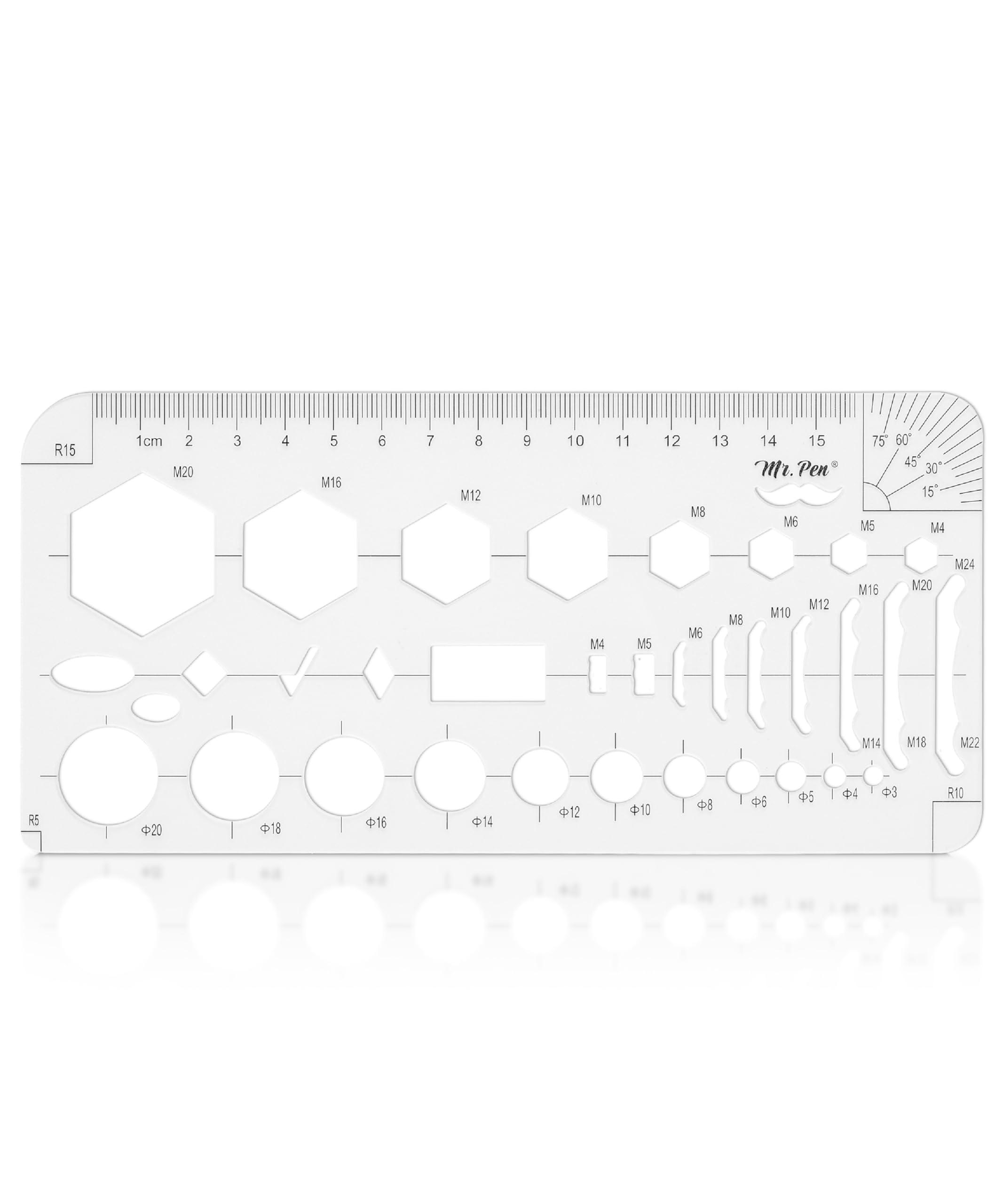 Mr. Pen- Geometric Drawing Template, Hexagon & Circles, Plastic Template Plastic, Shape Stencils for Drawing