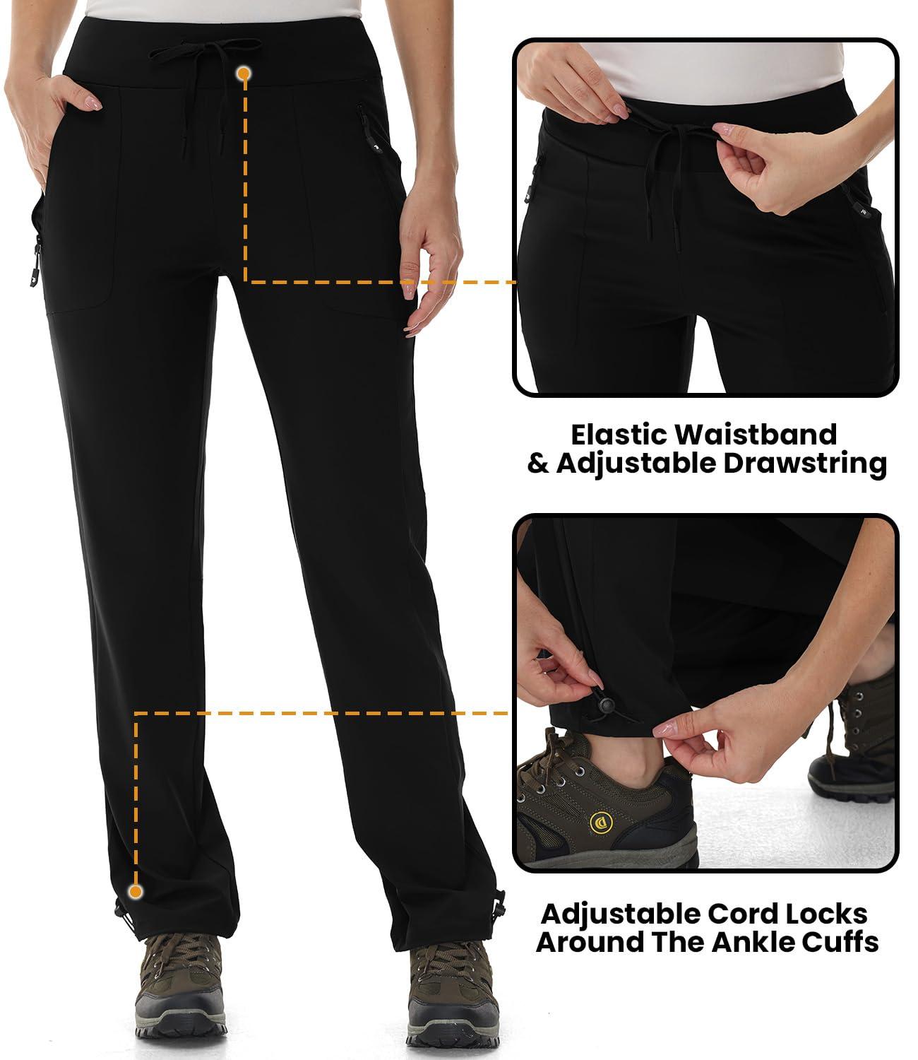 BASUDAM Women's Athletic Pants Quick Dry Lightweight Zipper Pockets Adjustable Ankle Outdoor Sports Hiking Running Jogging - Image 5