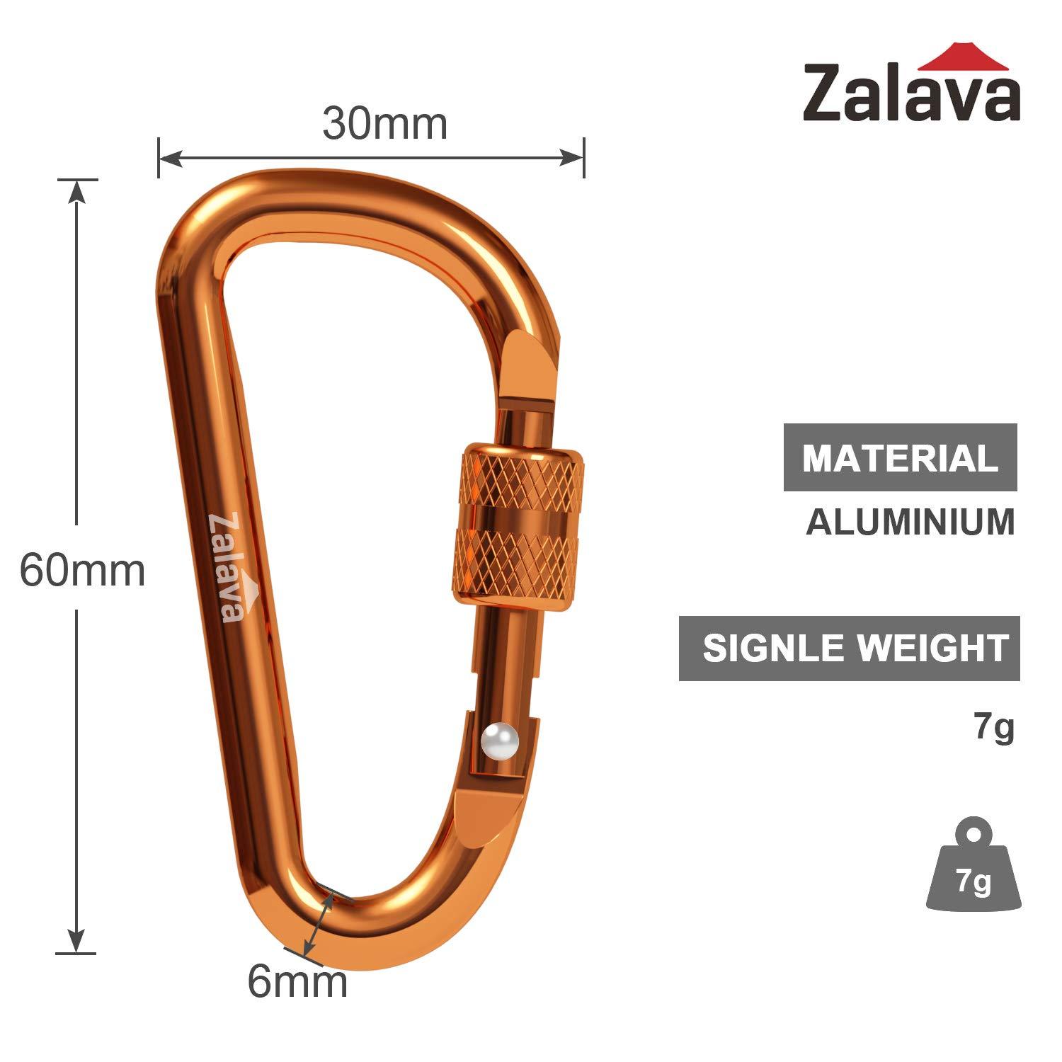 Zalava 6pcs 2”D-Clip Durable Locking Carabiner Keychain Clip with Hook - Image 4