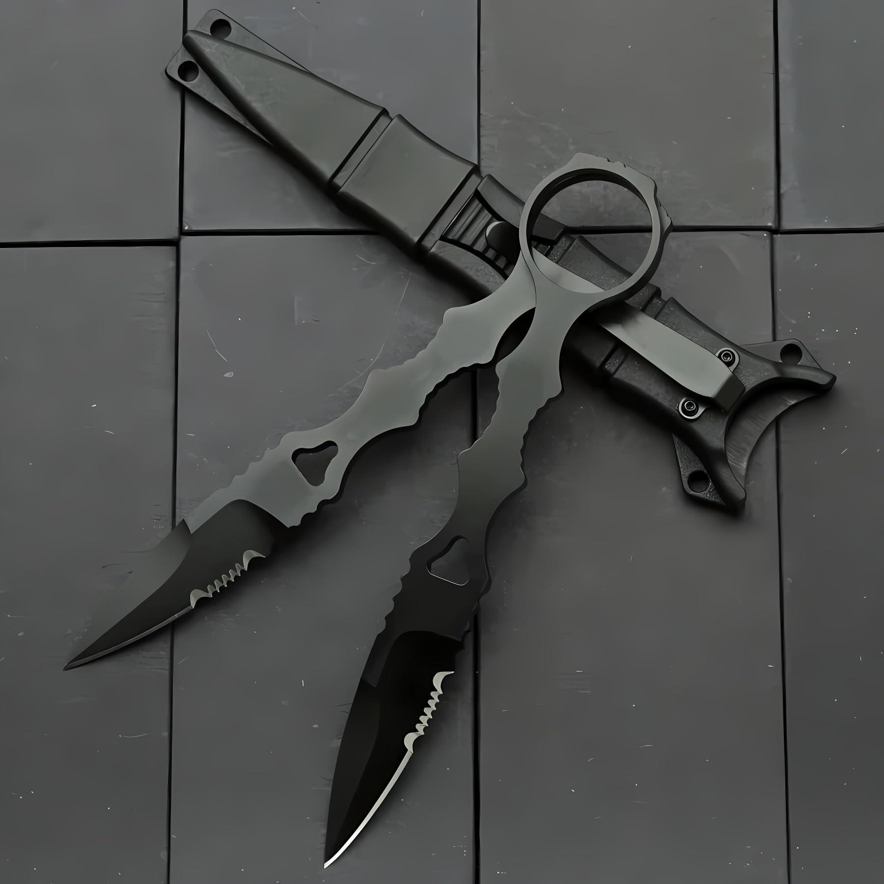 Portable Knife 6.7 Inch 440C Fixed Blade Outdoor Camping Portable Straight Knife With Kydex Sheath The Knife Comes In Black And White (Black) - Image 4