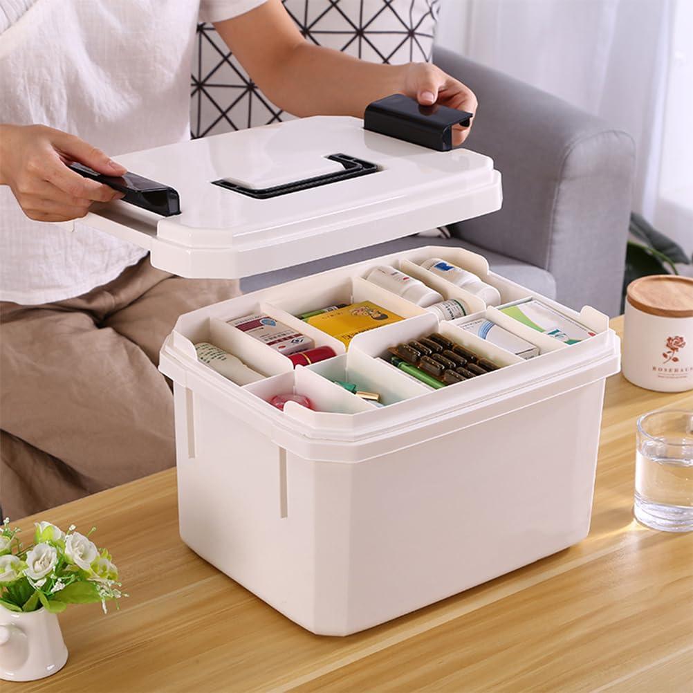 1PC Portable Plastic Medicine Storage Box, Multi-Layer Medicine Case with Lattice Design, Household Health Care Organizer for Home and Hospital (Xxl White) - Image 9