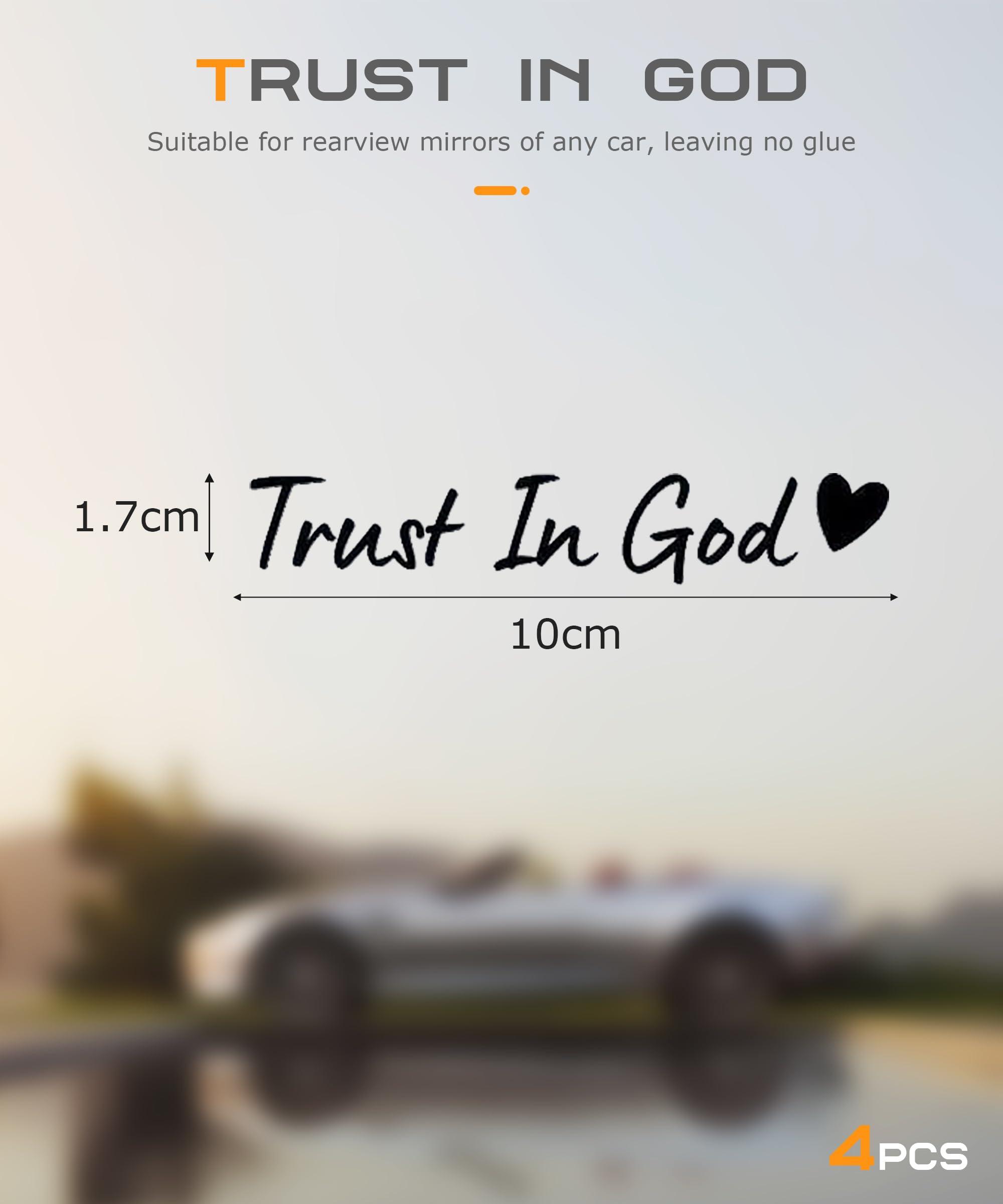 SCUARI 4PCS Car Stickers,Cars Decals,Car Accessories Trust in God Rearview Mirror Sticker,Auto Stickers and Decals,Auto Decals for Women,Trust in God Mirror Decoration,Fits Most Vehicles (Black) - Image 2