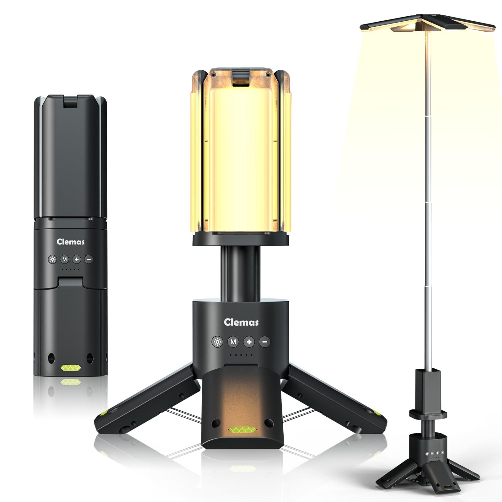 Clemas Telescopic Camping Lights Rechargeable 14000 mAh Led Multifunction Magnetic Lanterns Job Site Lighting Cordless Dimmable Camping Tent Lamp Portable Power Supply 6000LM IPX5 Waterproof
