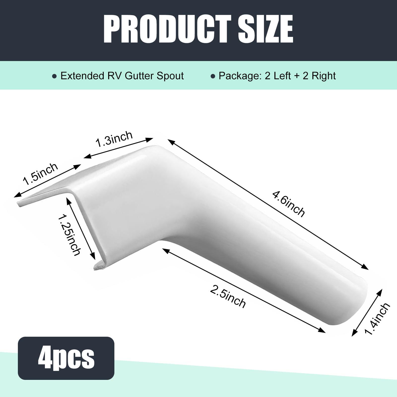 PenFot 4 PCS RV Roof Rain Gutter, 4.6" x 1.4" Rainwater Diversion Drain Accessory to Keep Roof Dry, Dust and Rust Proof Slot Expander for Left and Right Side, Universal for RVs (White) - Image 2