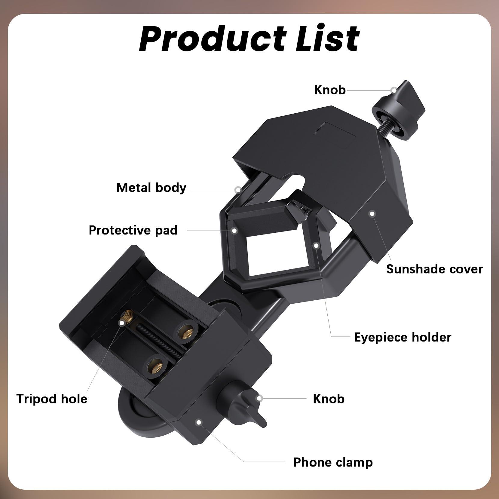 GOSKY Smartphone Adapter Mount Regular Size - Compatible with Binoculars, Monoculars, Spotting Scopes, Telescope, Microscopes Fits almost all Smartphones on the Market Record Nature and The World - Image 2