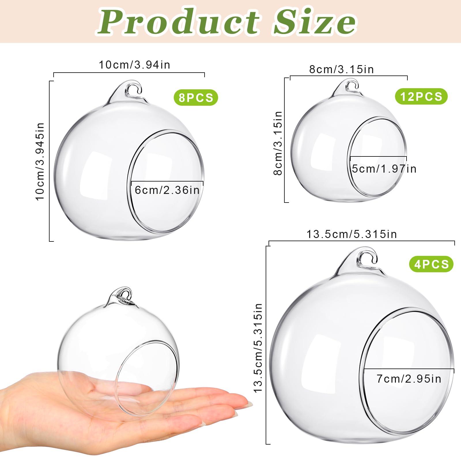 GlikCeil 24 Pcs 5.3'' 3.9'' 3.15'' Hanging Glass Tealights Candle Holder Large Globes Fillable Plant Clear Terrarium Orbs Air Plants Holder with Fishing Line Wedding Centerpiece Party Tree Decor - Image 3