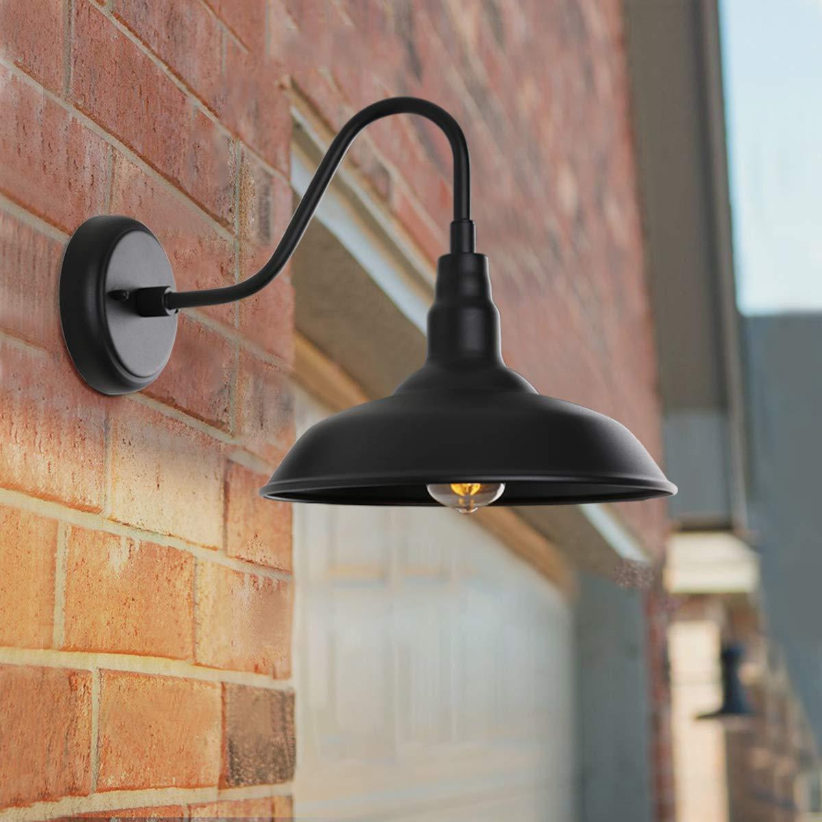 GOALPLUS 10in. Gooseneck Barn Light 6 Pack Farmhouse Wall Mount Light Fixture Exterior Waterproof Black Industrial Wall Sconce for Porch, Garage, Patio and Doorway, E26, LM2201-6P - Image 7