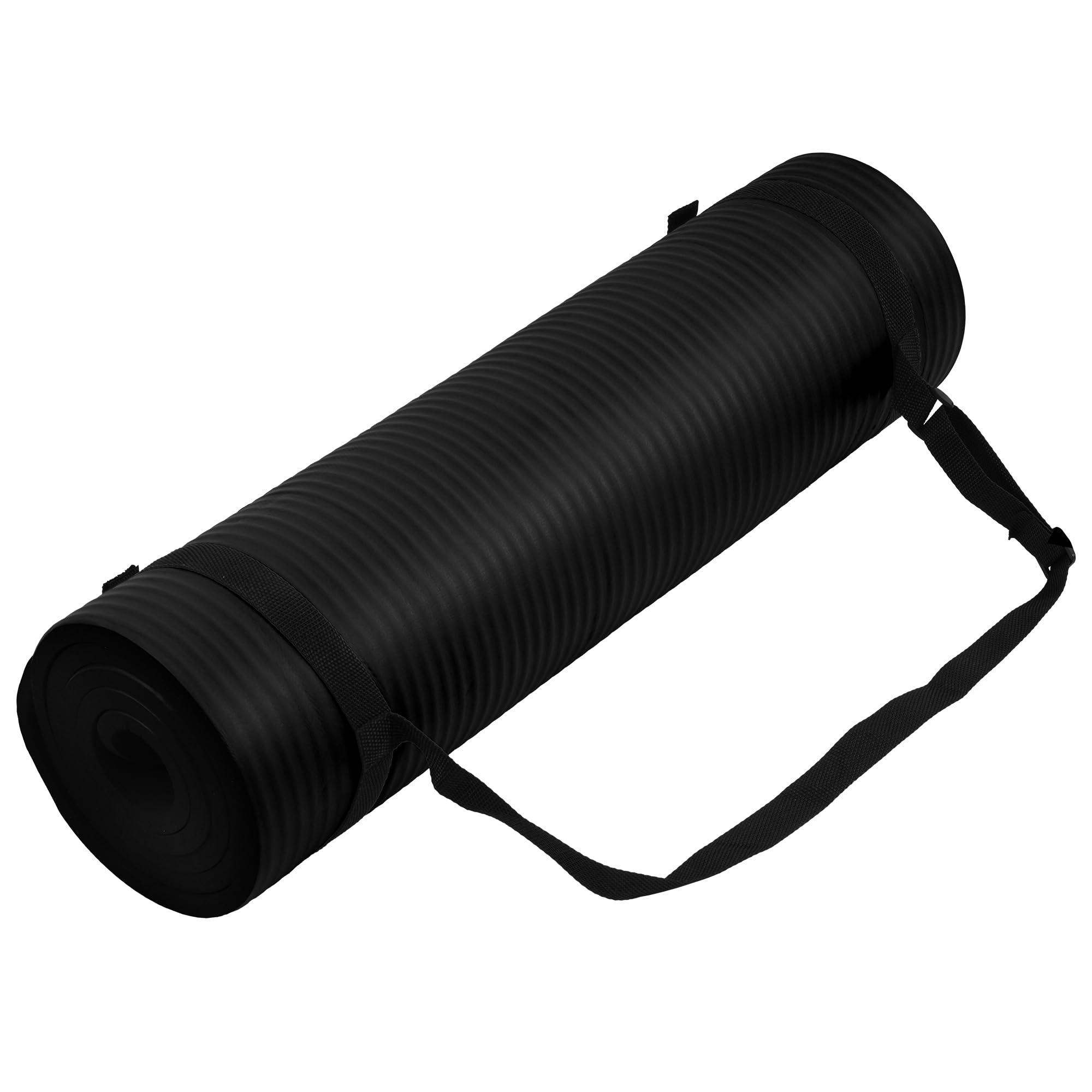 Fitvids Yoga Mat, 1/2-Inch Extra Thick High Density Exercise Mat, Anti-Tear Exercise Yoga Mat with Carrying Strap, Suitable for Various Yoga Exercises