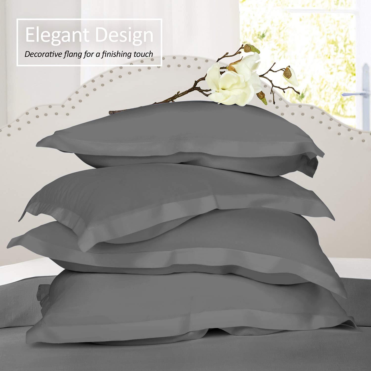 Nestl Soft Pillow Shams Set of 2 - Double Brushed Microfiber Pillow Covers - Hotel Style Premium Bed Pillow Cases, with 1.5” Decorative Flange, King 20"x36" - Gray - Image 3