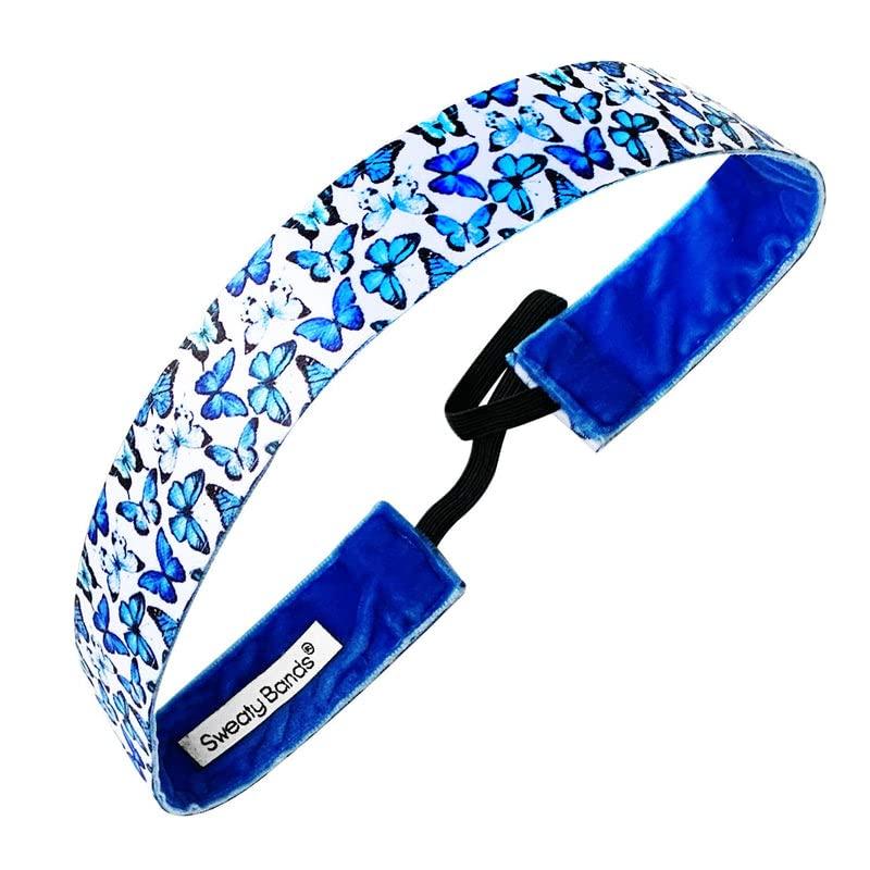 Sweaty Bands Womens Girls Headband - Non-Slip Velvet-Lined Exercise Hairband - Butterflies Time to Fly 1-Inch
