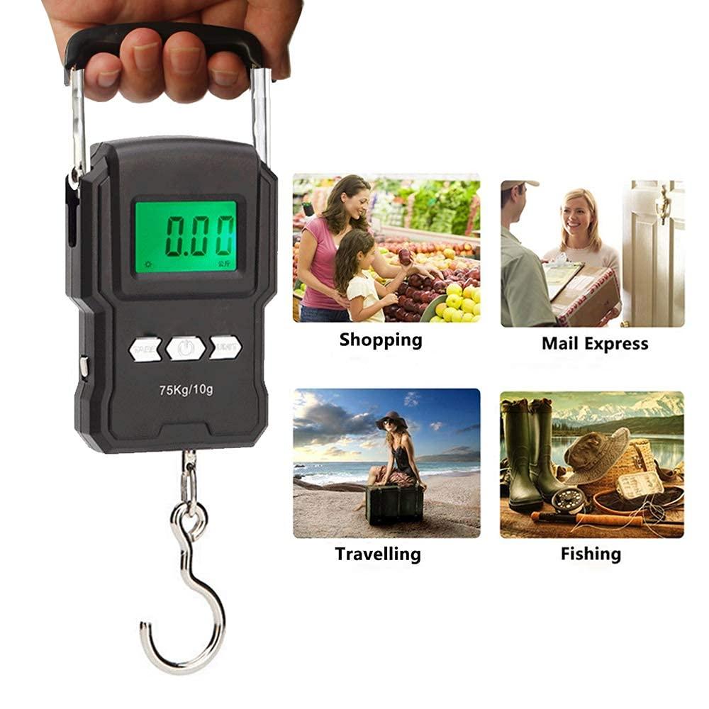 YAGSUW Rechargeable Lugagge Scale Portable Electronic Hook Scale Digital Hanging Bag Luggage Weight Scale Fishing Scale with Measuring Tape 165Lb Black - Image 4