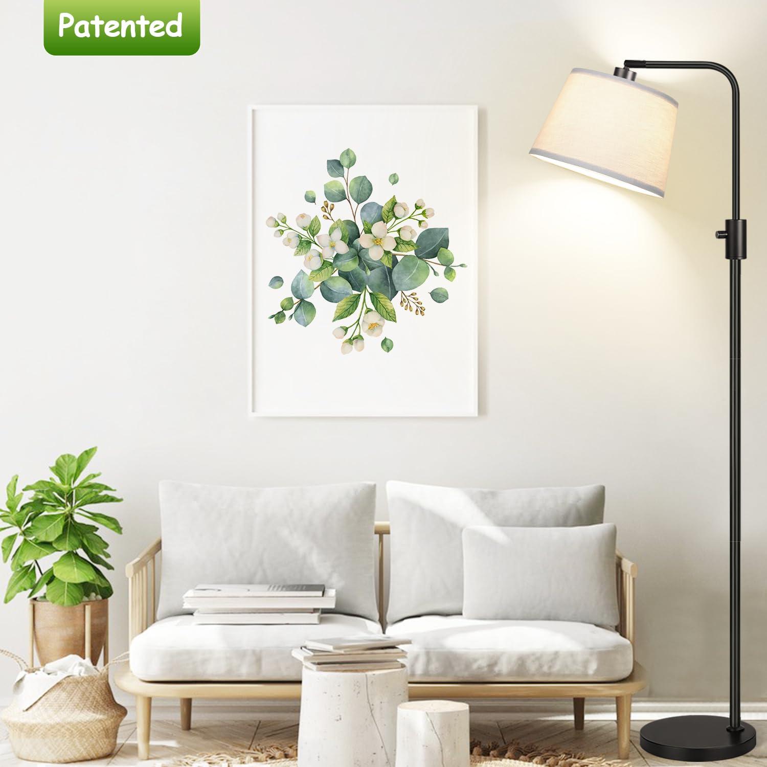 【Upgraded】 Dimmable Floor Lamp, 1000 Lumens LED Edison Bulb Included, Arc Floor Lamps for Living Room Modern Standing Lamp with Linen Shade, Tall Lamp for Bedroom Office Dining Room- Black - Image 7