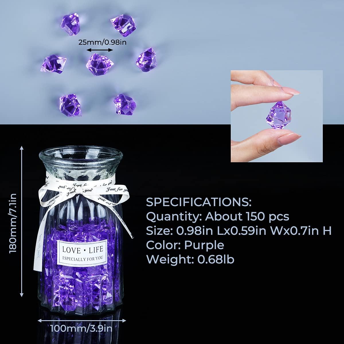 Acrylic Crushed Ice Rocks, Babenest 150 PCS Fake Crystals Plastic Ice Cubes Diamonds Gems for Vase Fillers, Home Decoration, Table Scatter, Event, Wedding, Arts & Crafts (Purple) - Image 3